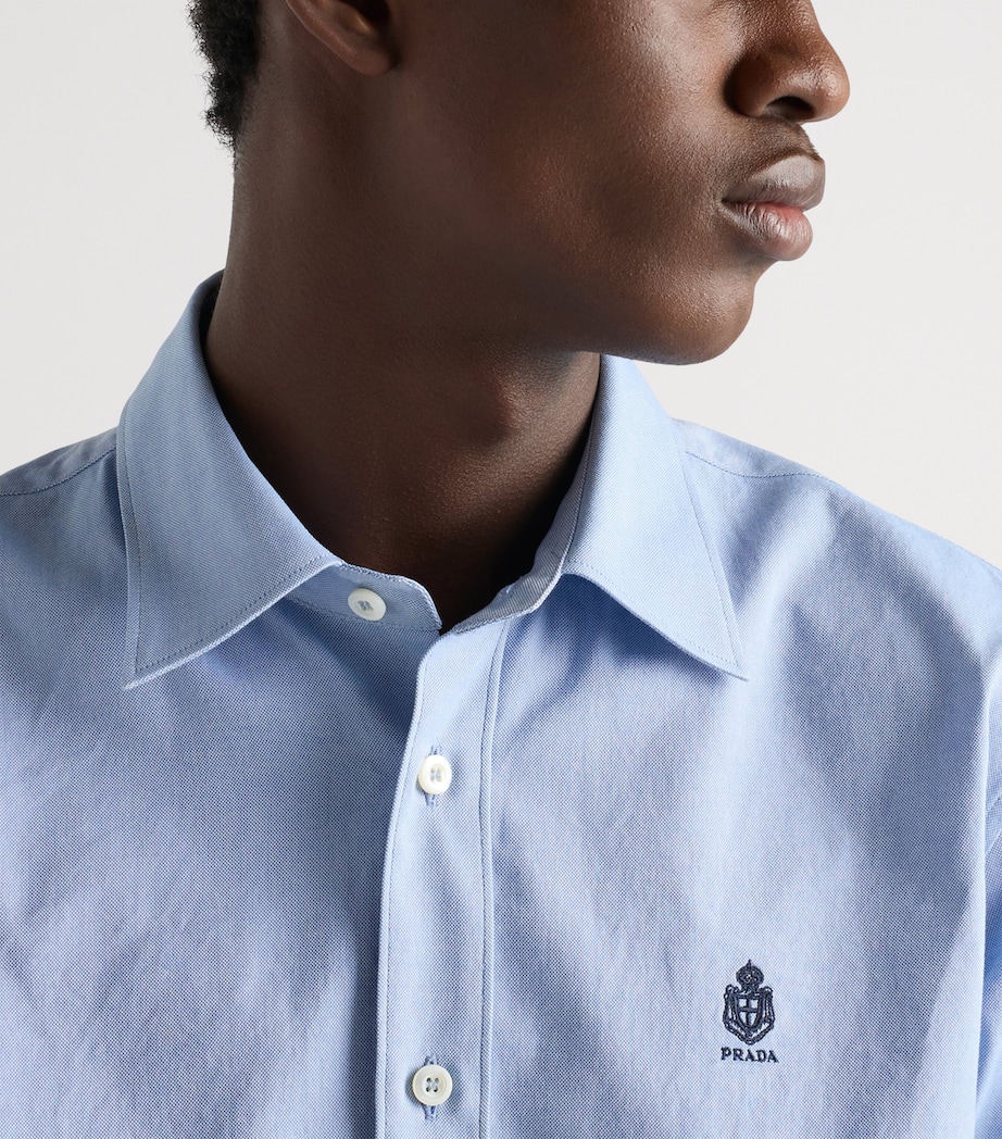 Prada Mens Cotton Crest Shirt Light Blue Image 6