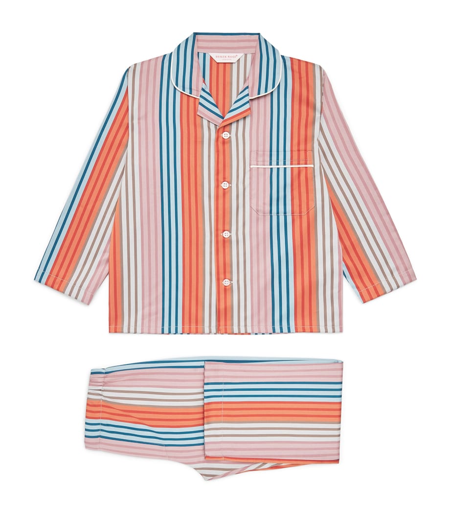 Derek Rose Kids Cotton Stripe Pyjama Set (3-16 Years) Multi Image 1