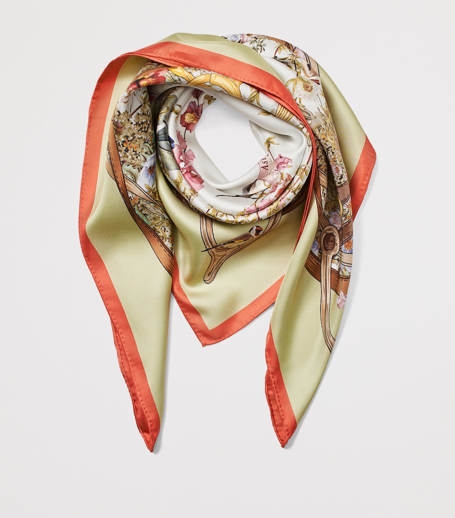 Silk Edwardian Garden Scarf CORAL Image 2