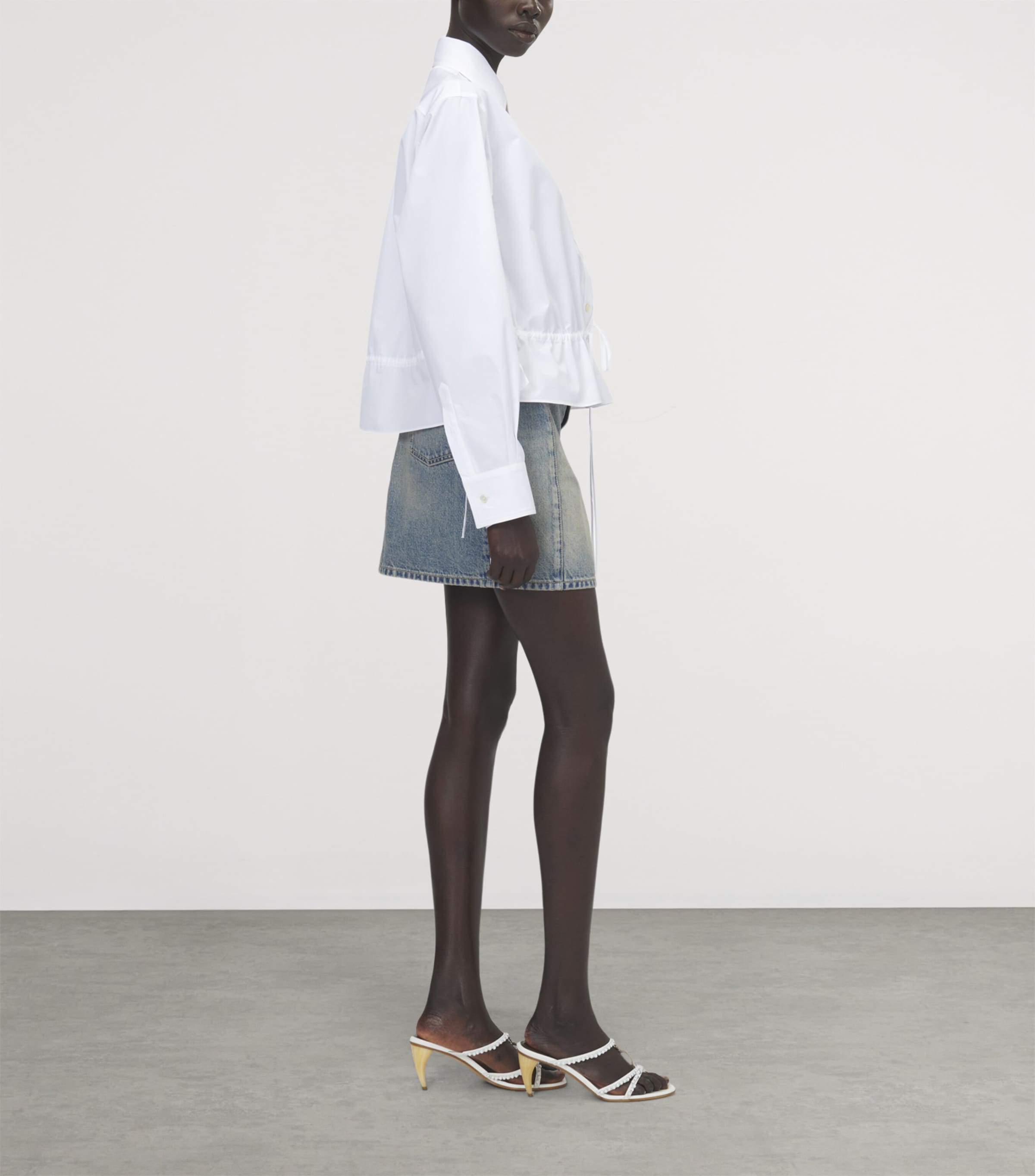 McQueen Womens Cotton Drawstring-Waist Shirt Image 3