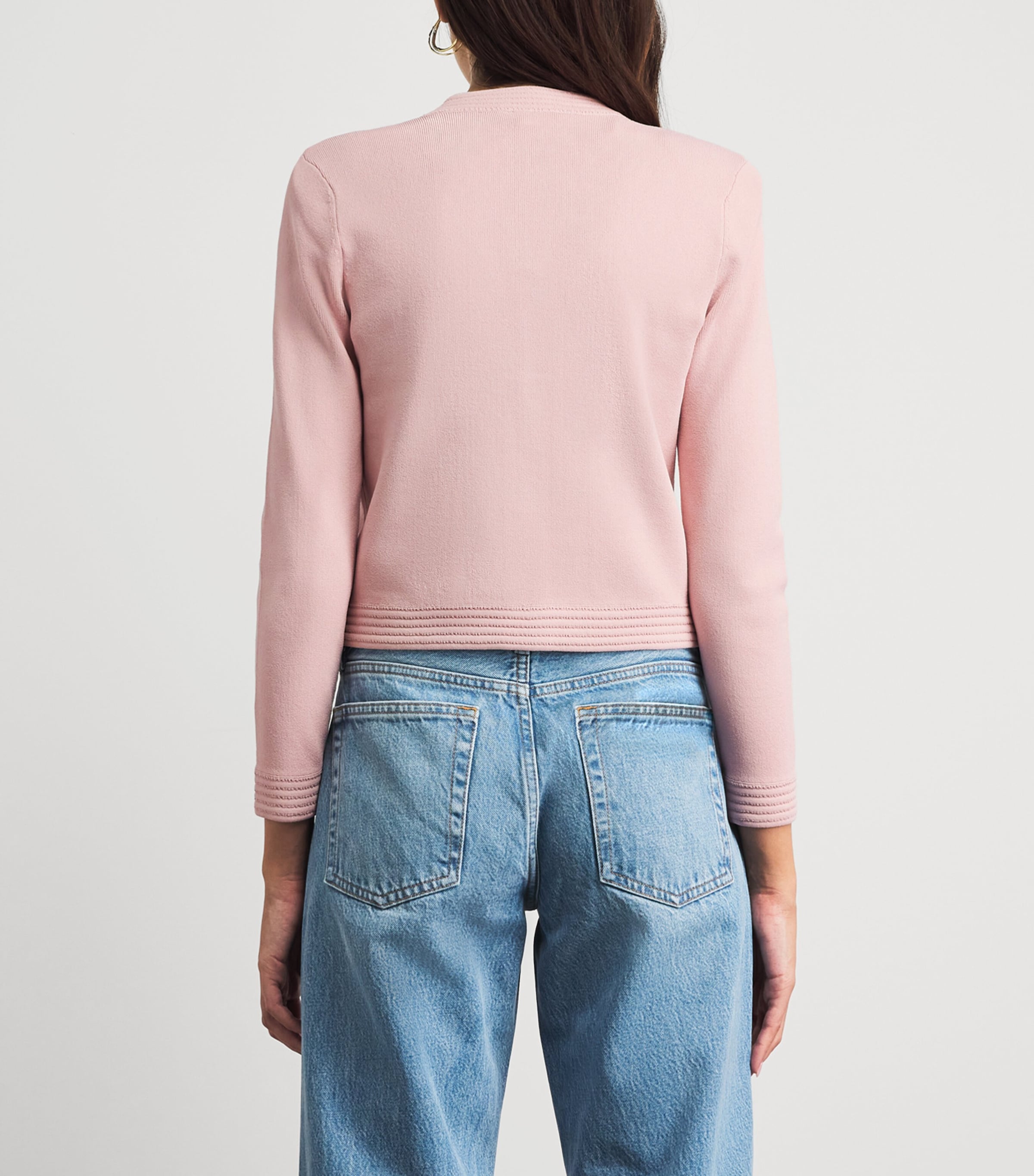 L'Agence Womens Cropped Patsy Cardigan Mirs Misty Rose Image 5