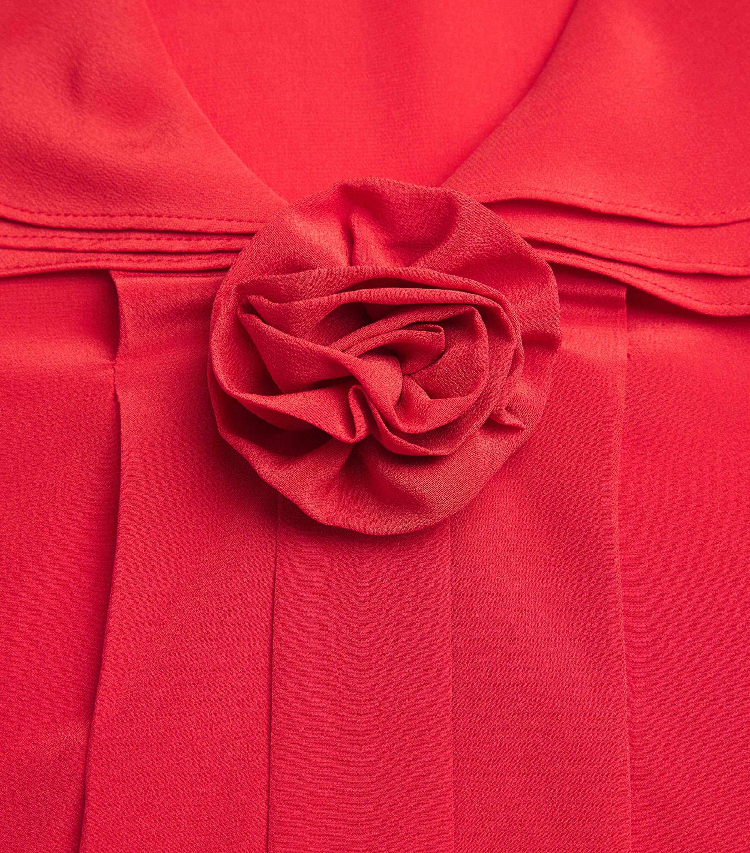 Silk Floral-Appliqué Blouse TOMATO RED Image 5