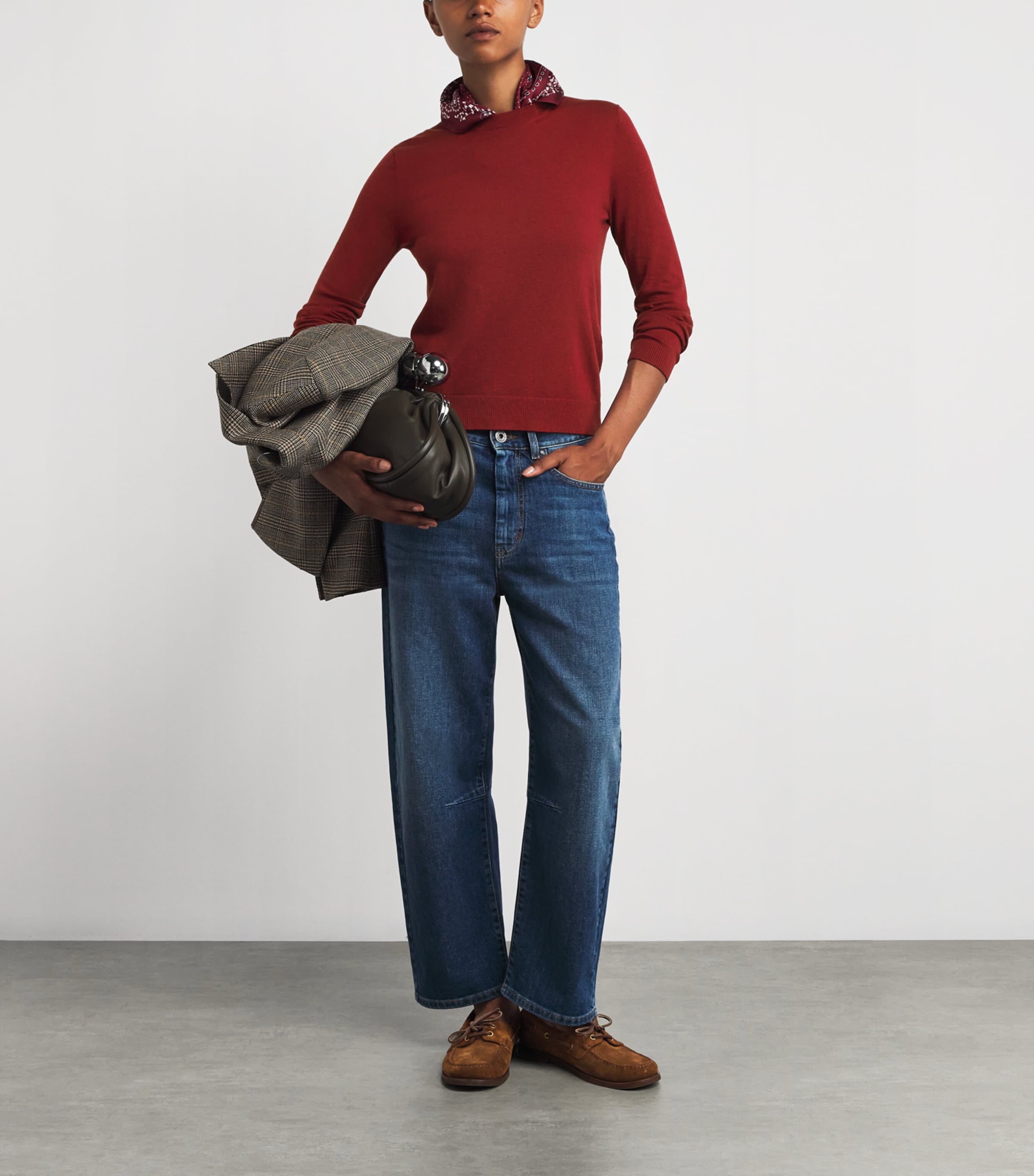 Knit Crew-Neck Sweater BERRY RED Image 2