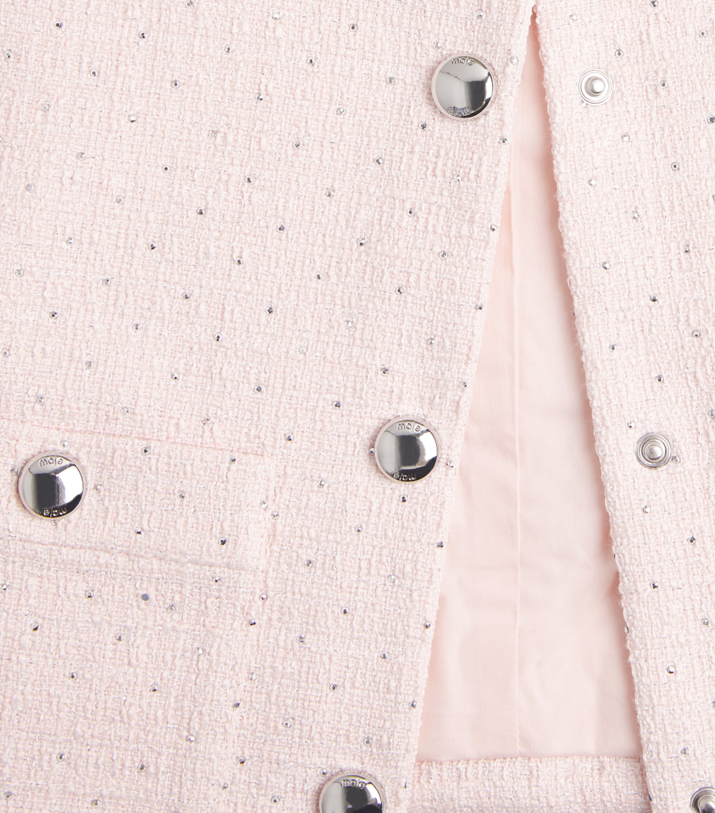 Maje Womens Tweed Cropped Jacket Pink Image 6