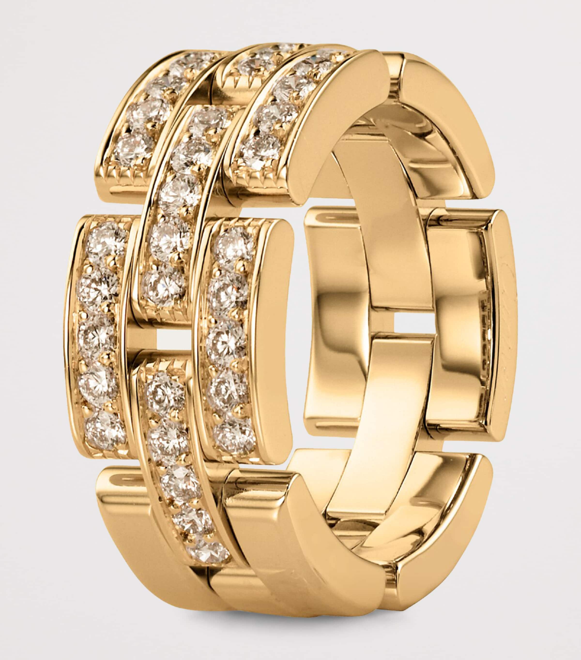 Cartier Yellow Gold and Diamond Maillon Panthère Ring | Harrods UK