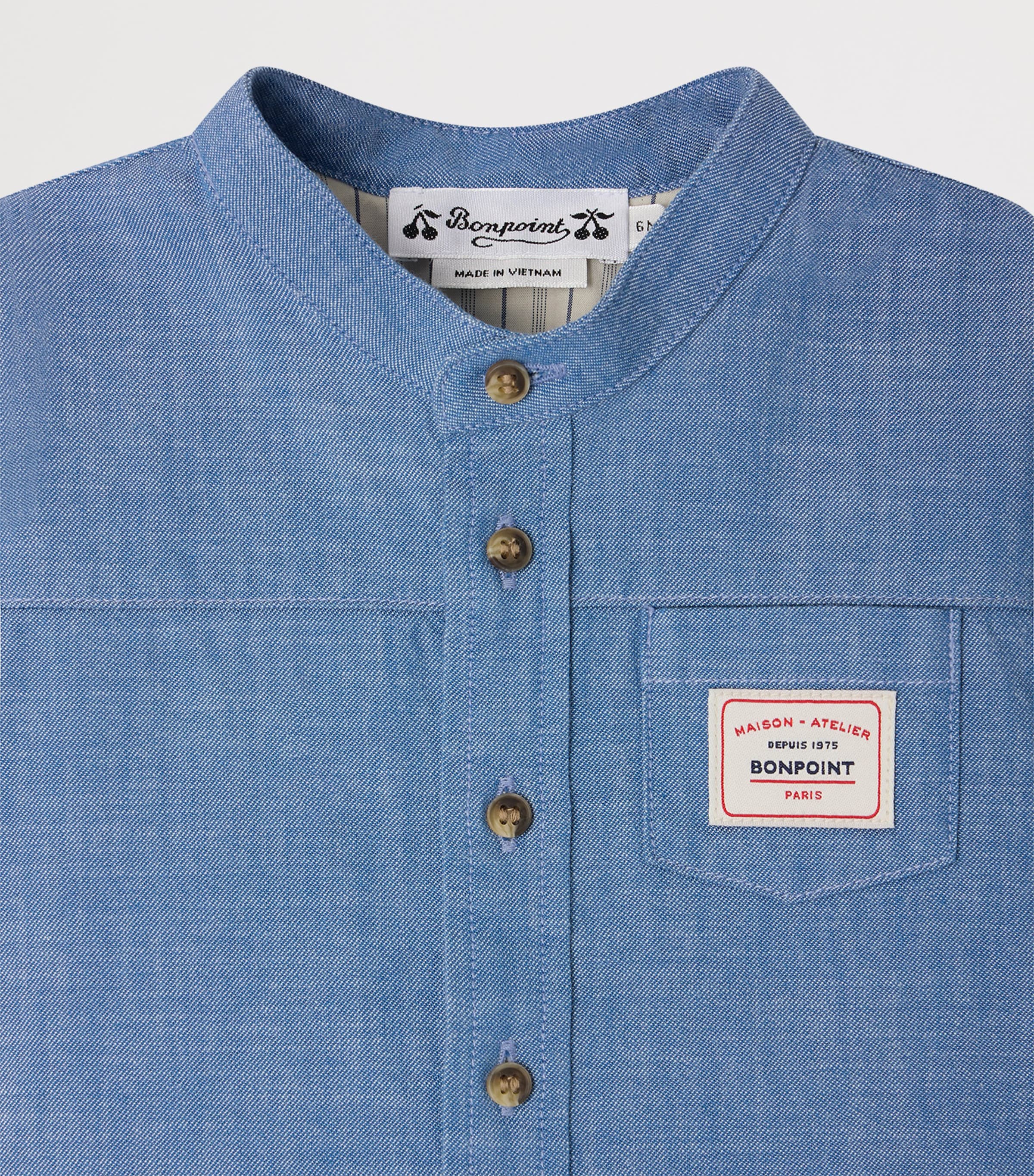 Bonpoint Cotton Lacey Shirt (6-18 Months) Bleu Image 3