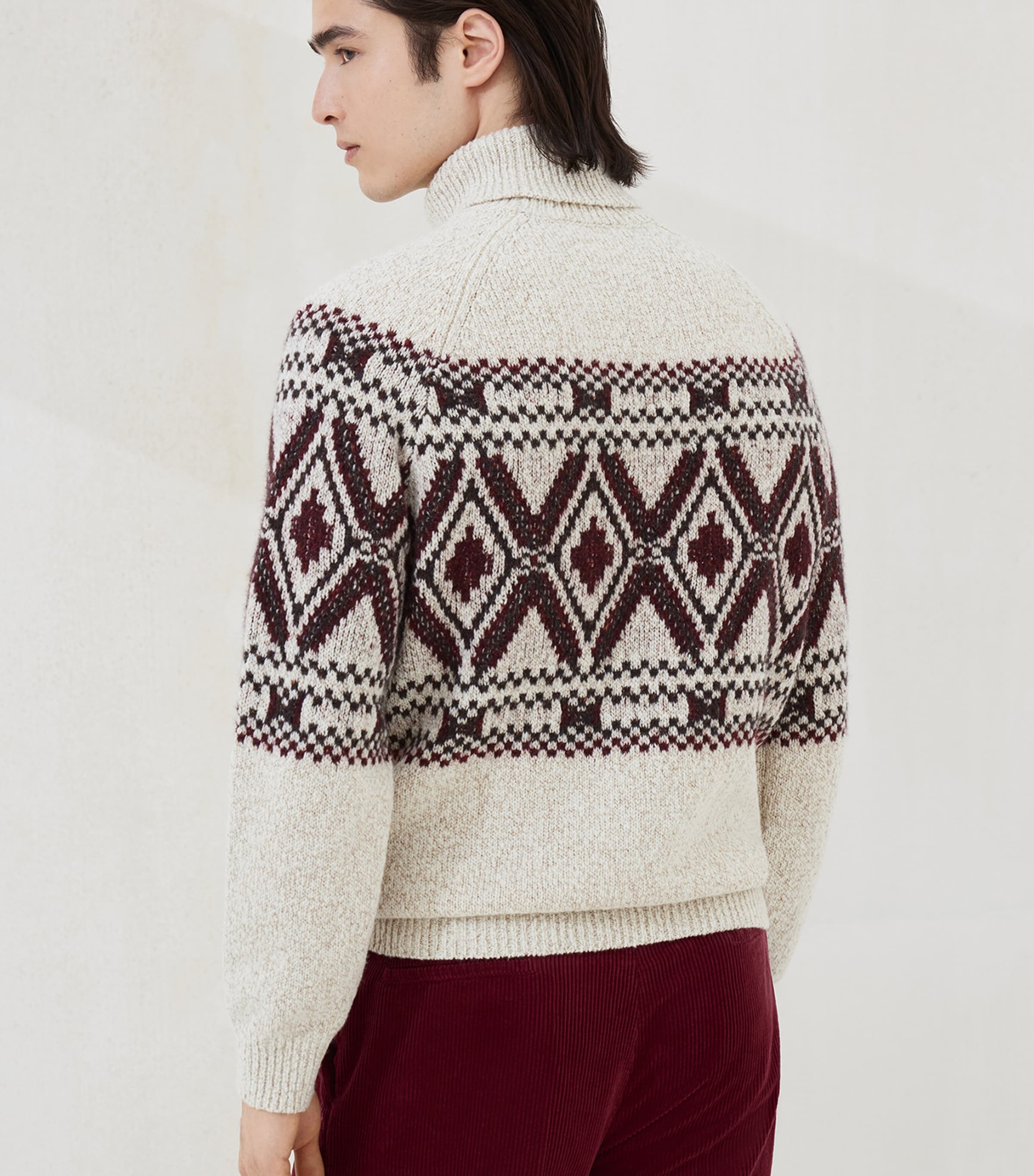 Mouliné Virgin Wool-Silk-Cashmere Jacquard Sweater CPW29 Image 3