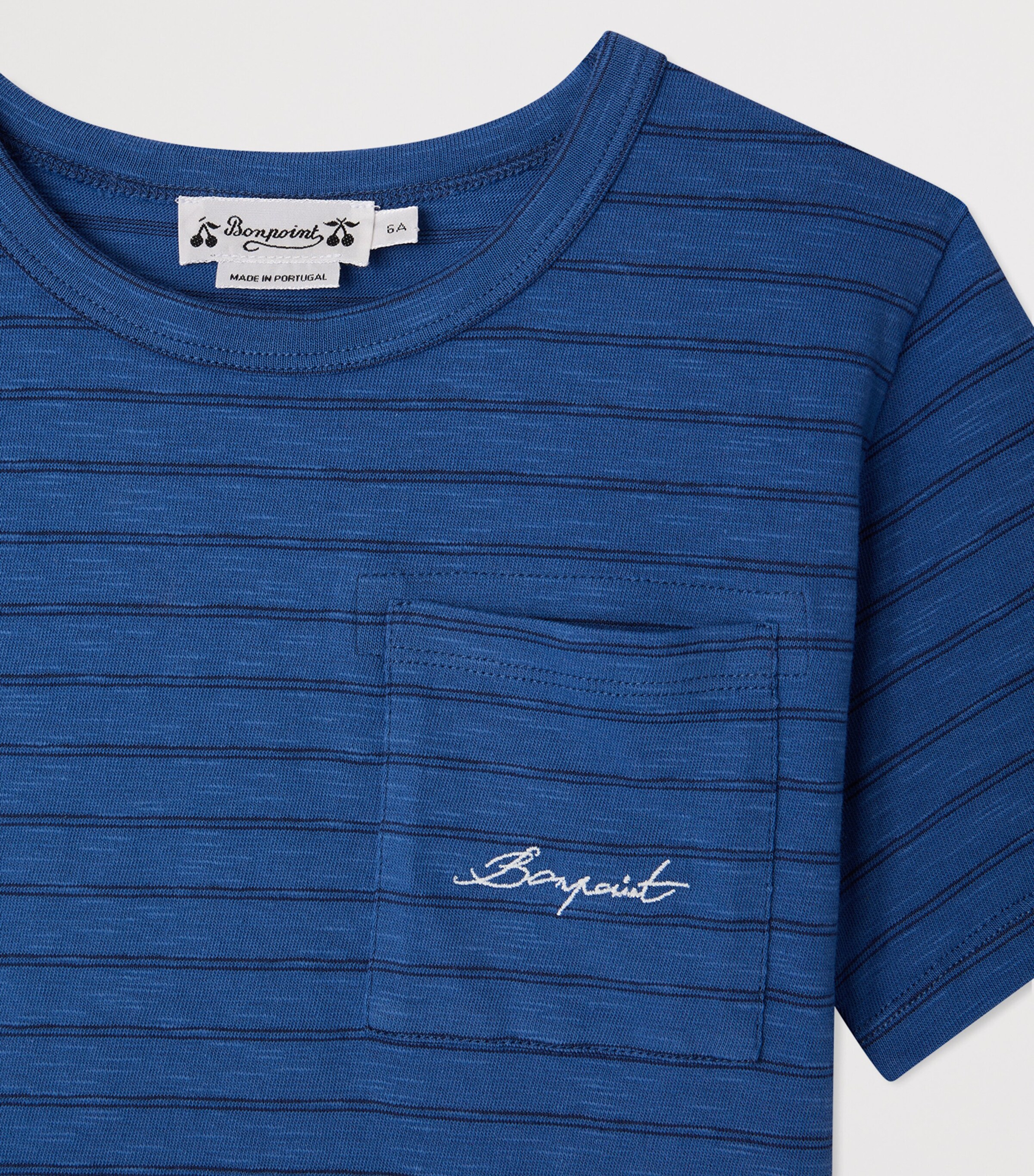 Bonpoint Stripe Elrador T-Shirt (10-14 Years) Bleu Intense Image 3