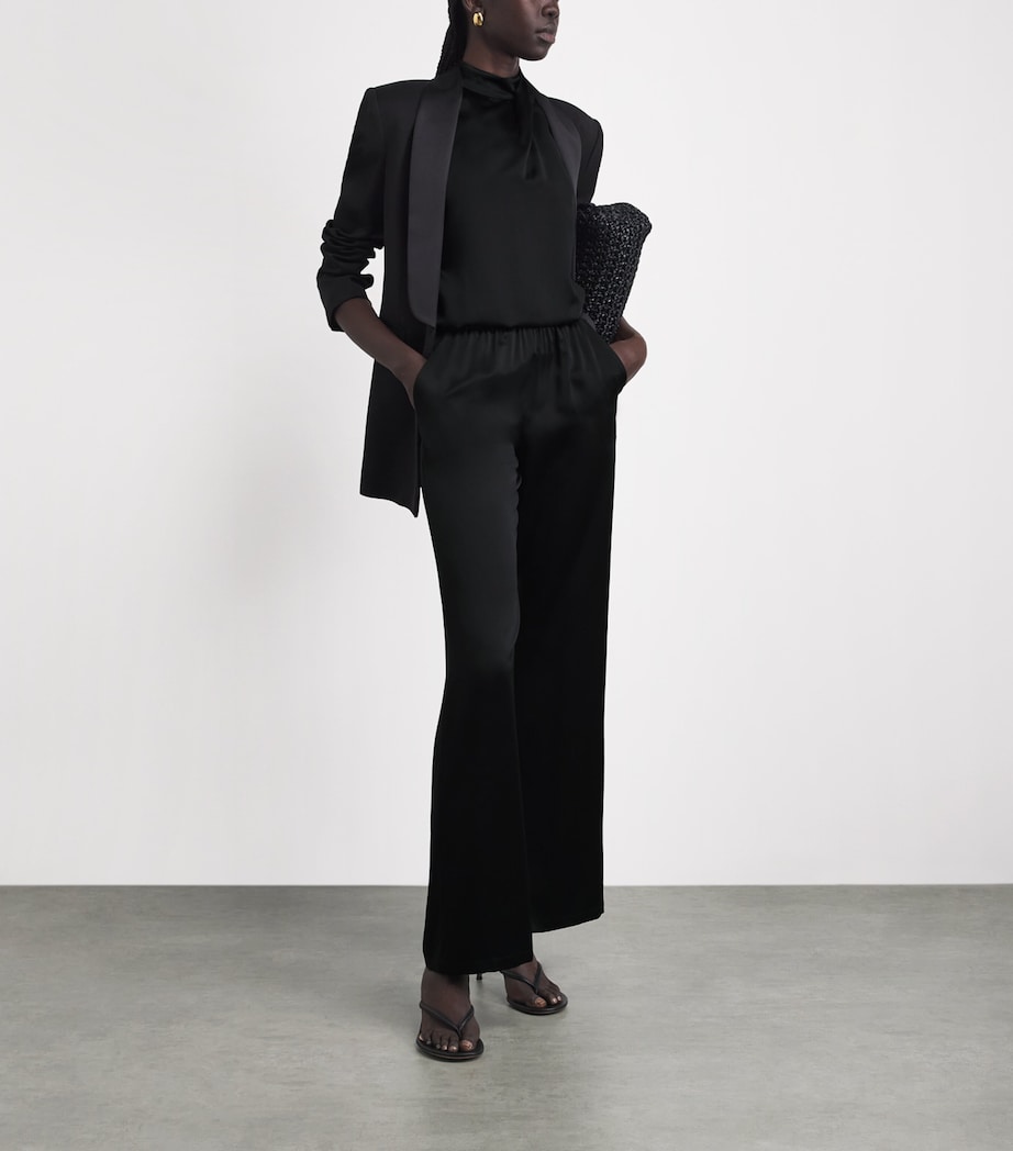 Eleventy Womens Silk Wide-Leg Trousers Nero Image 2