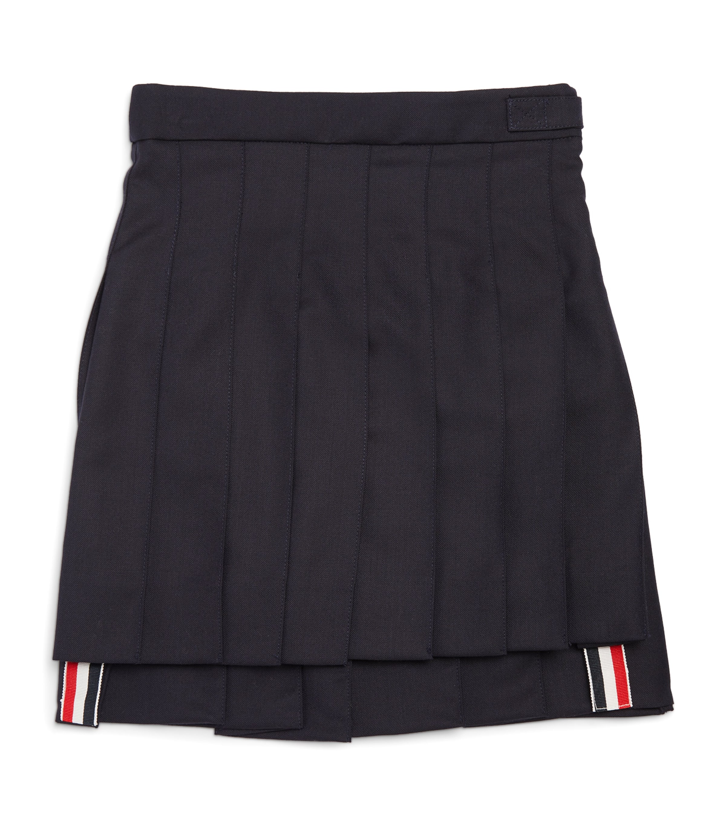 Thom Browne Kids' Super 120s Twill Pleated Mini Skirt In Blue