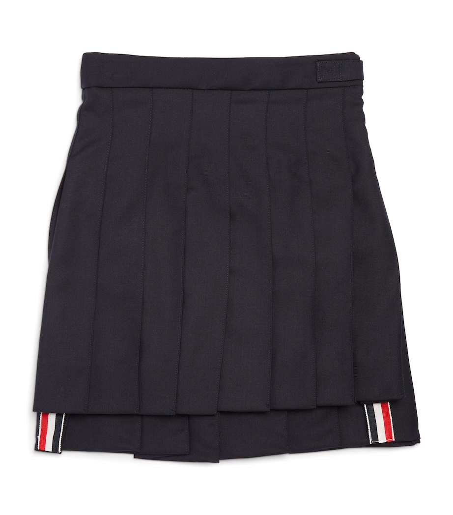 Thom Browne Kids Wool Pleated Skirt (2-12 Years) Navy Image 1