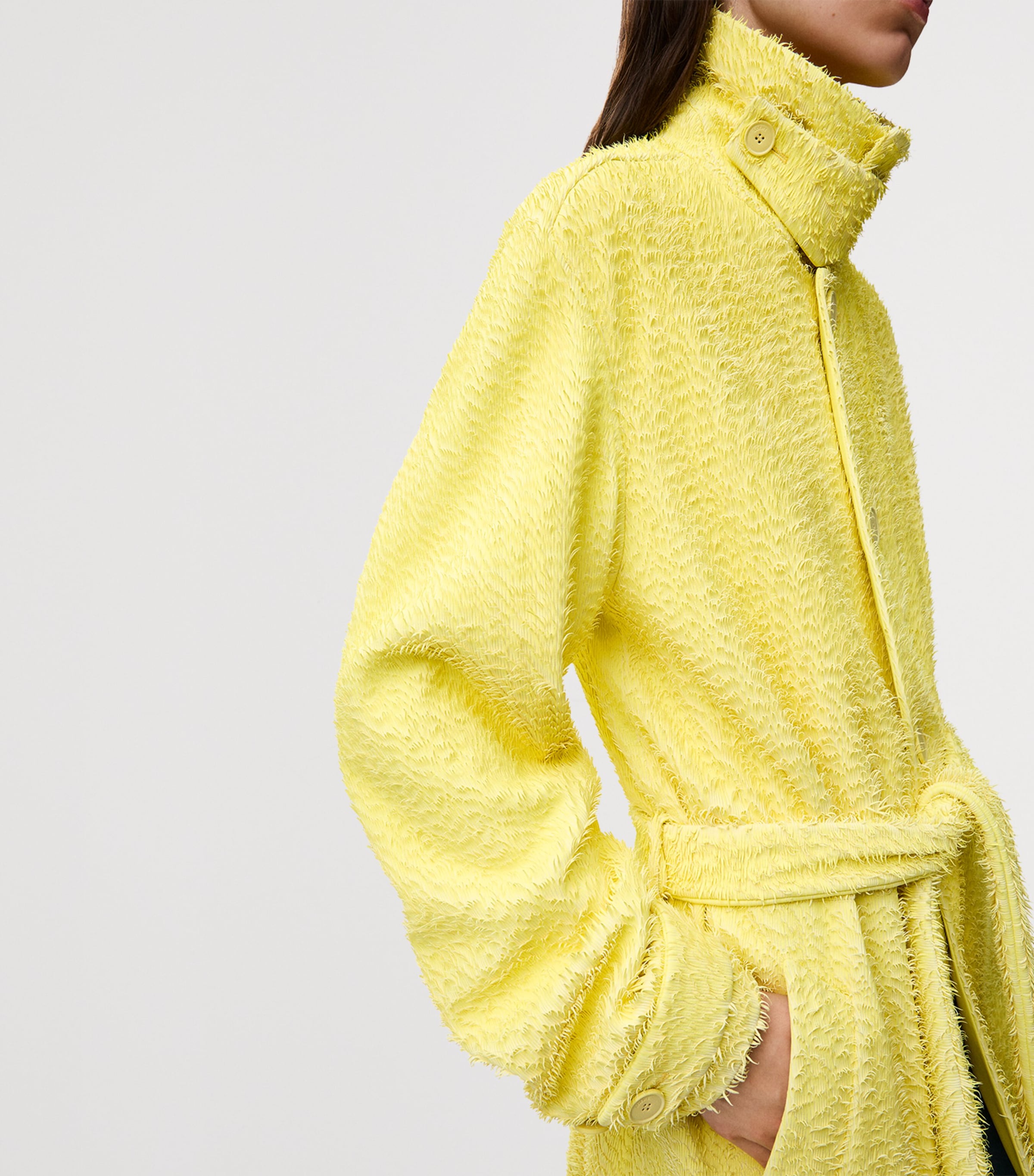 LOEWE Womens Lambskin Textured Trench Coat Yellow Image 5