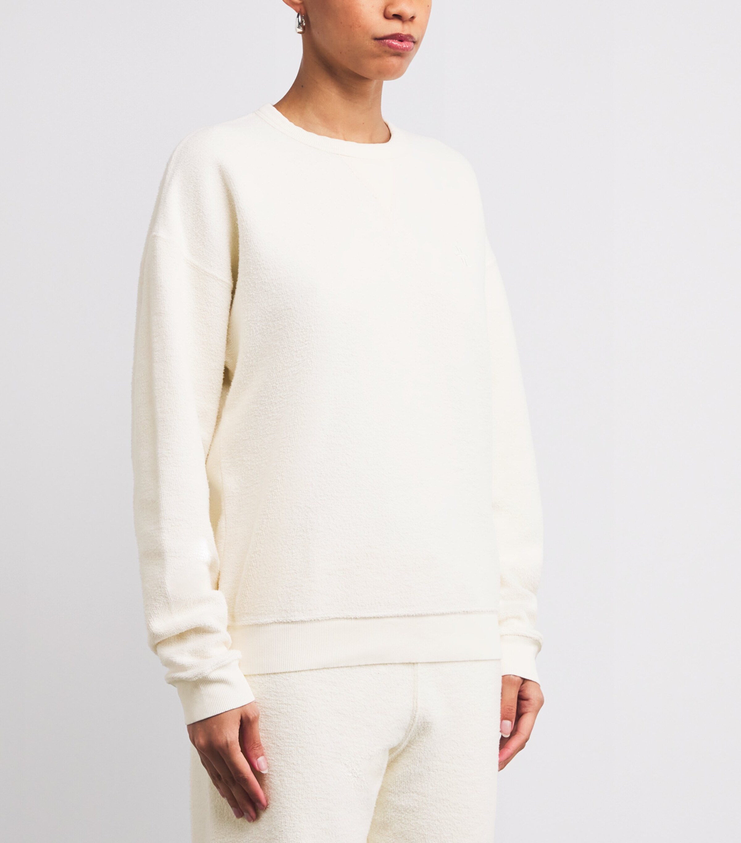 ÉTERNE Womens Cotton French Terry Sweatshirt Cream Crm Image 3