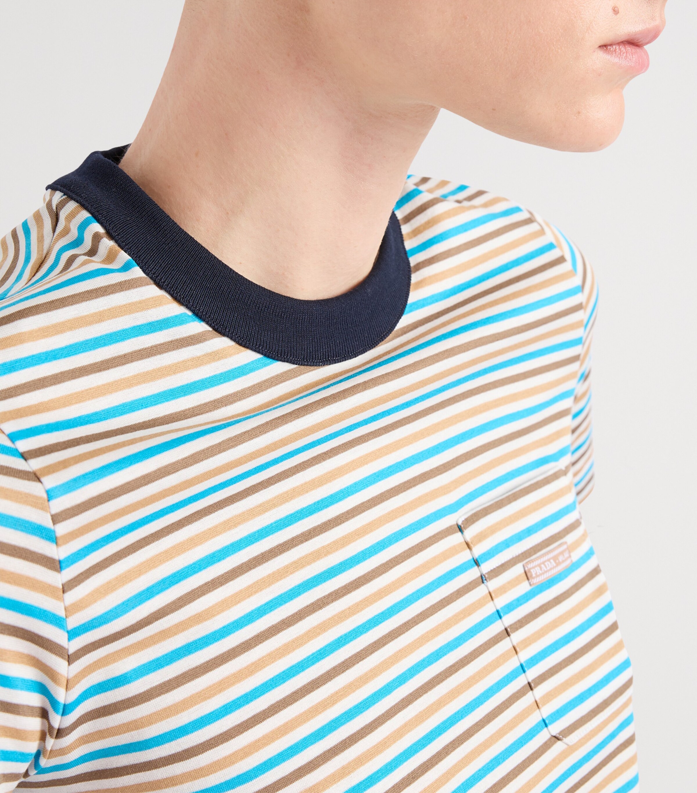 Prada Womens Cotton Stripe Lisle T-Shirt Image 5