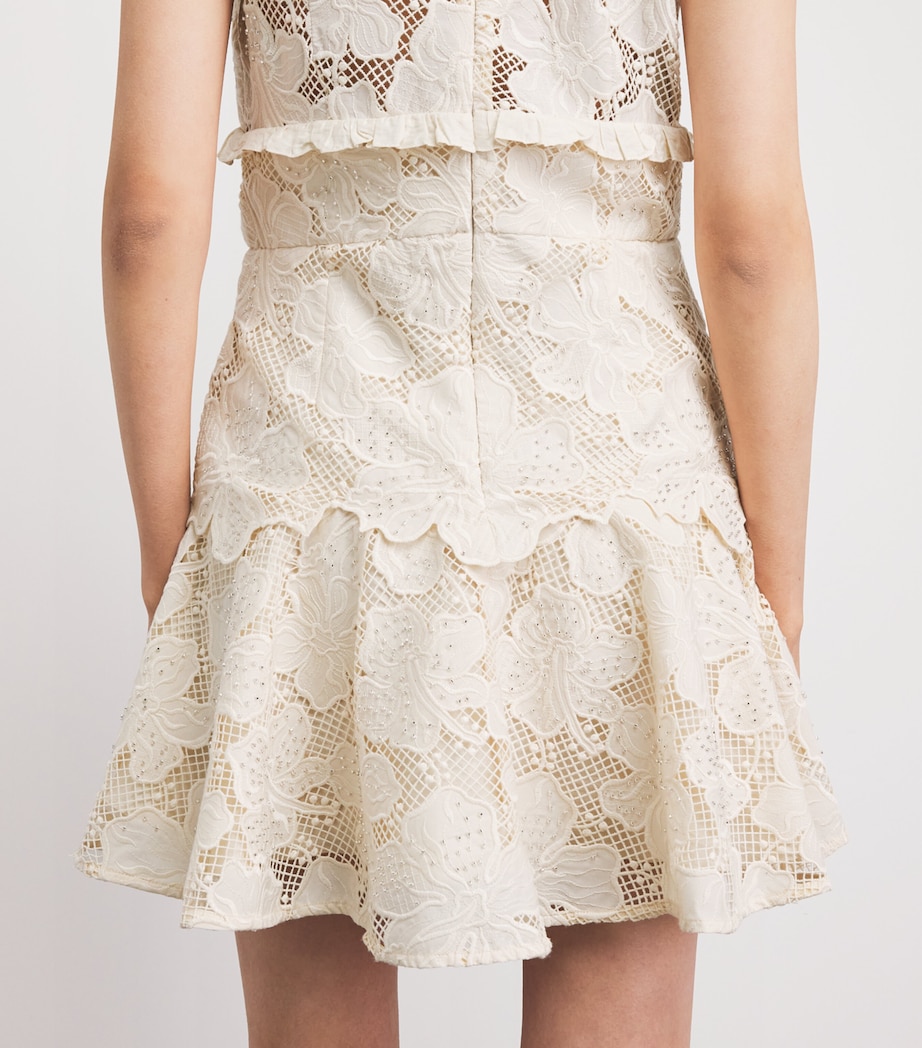 Sandro Paris Womens Lace Guipure Mini Dress Ecru Image 5