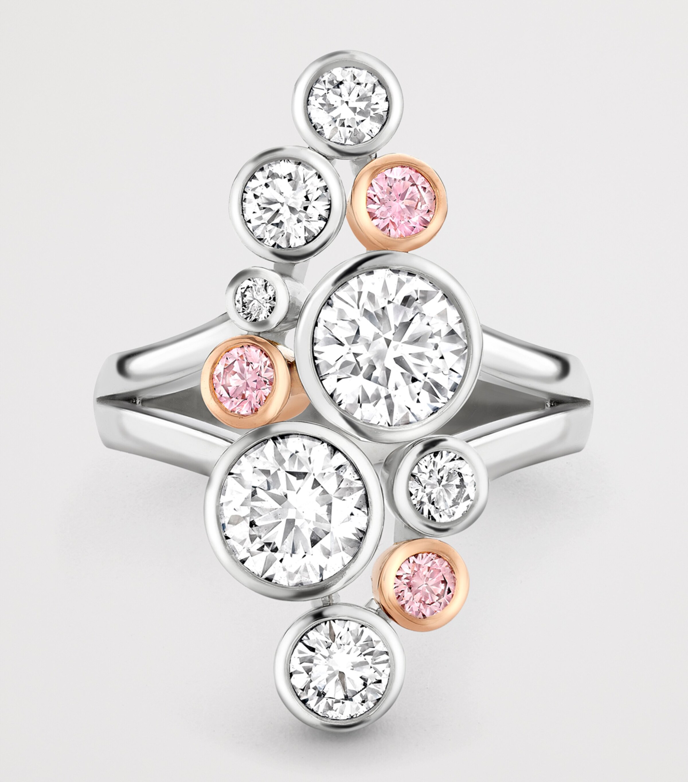 Boodles Platinum, Rose Gold, White Diamond and Pink Diamond Raindance 25 Ring Platinum Image 4