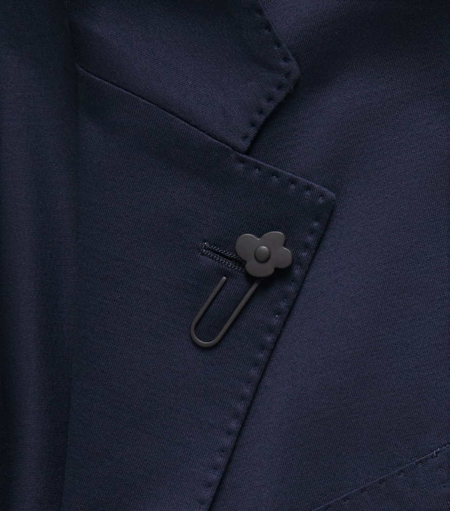 Lardini Mens Cotton Single-Breasted Blazer Navy Image 6