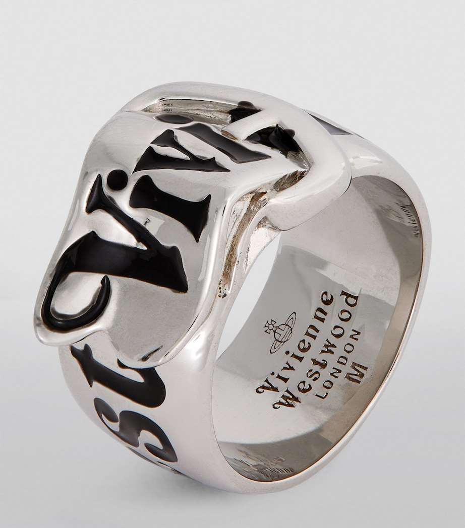 Silver Belt Ring P107- PLATINUM/BLACK Image 2