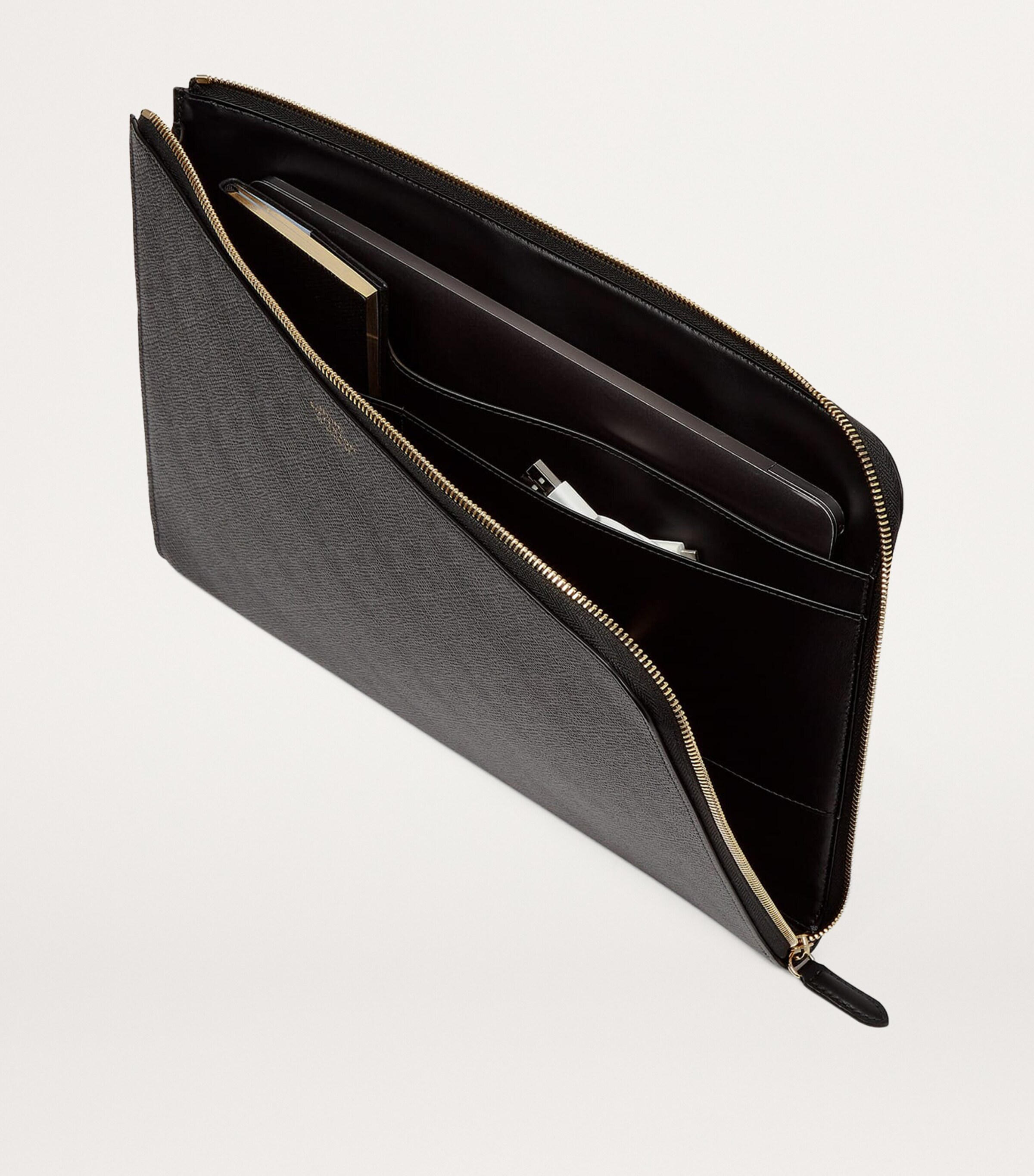 Smythson Small Panama Leather Laptop Case Black Image 4