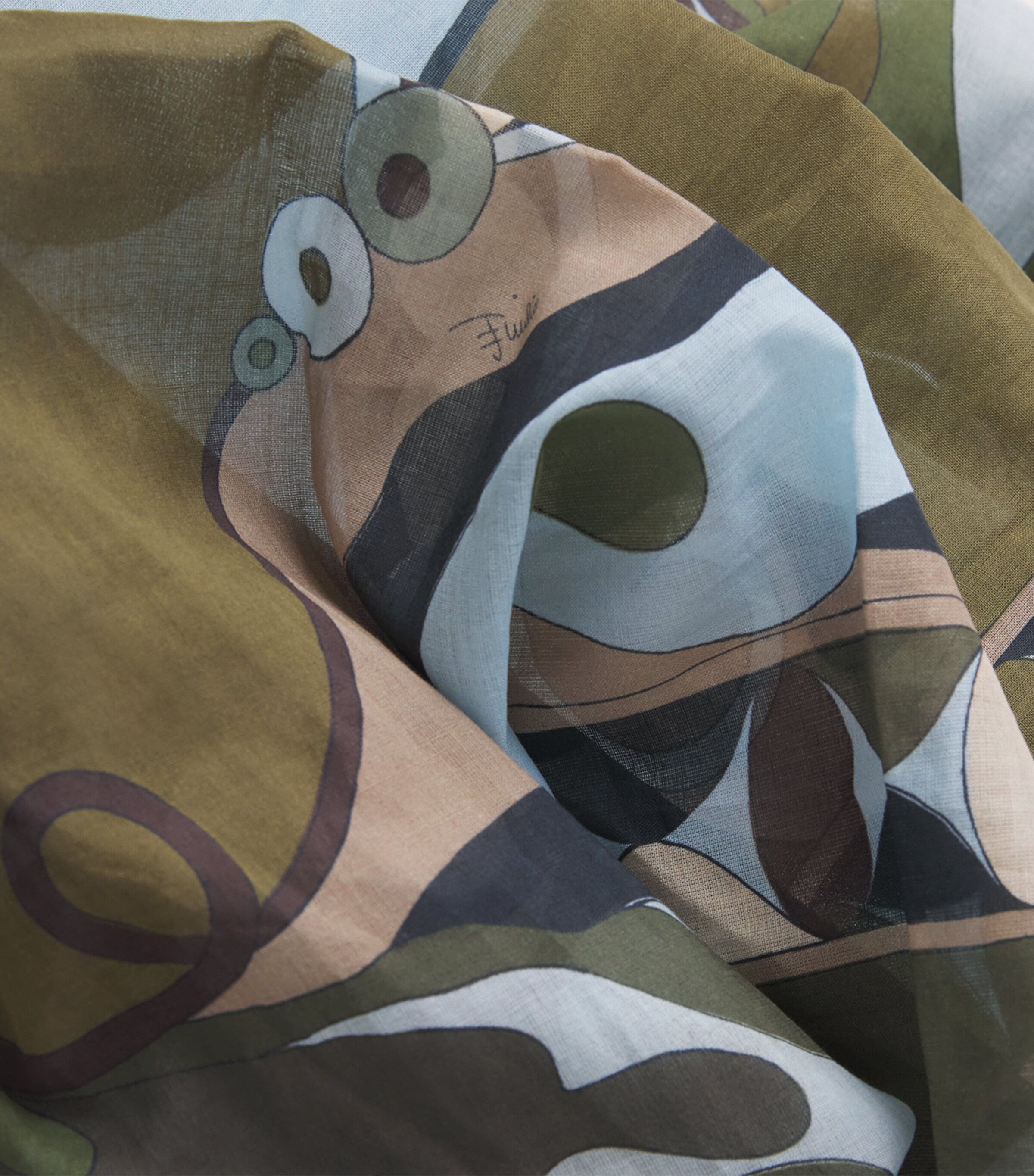 PUCCI Womens Cotton Printed Sarong Khaki Image 6