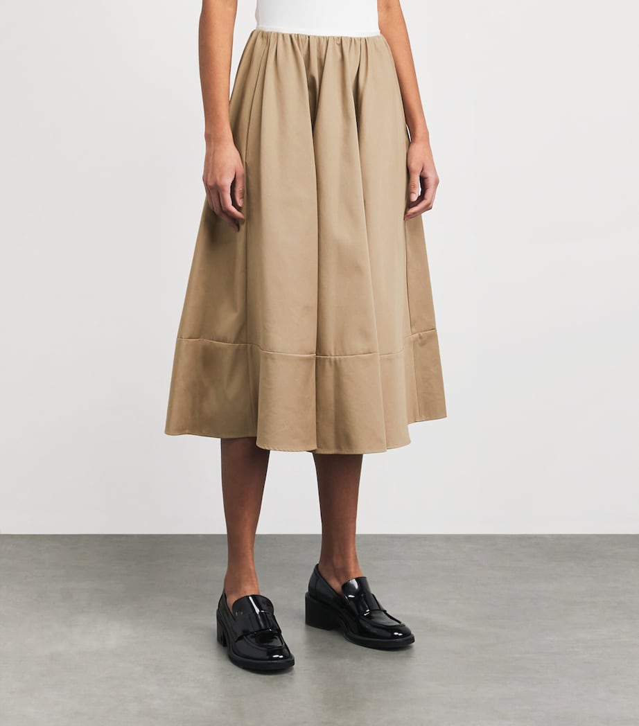 Maje Womens Cotton Pleated Midi Skirt Mastic Beige Image 4
