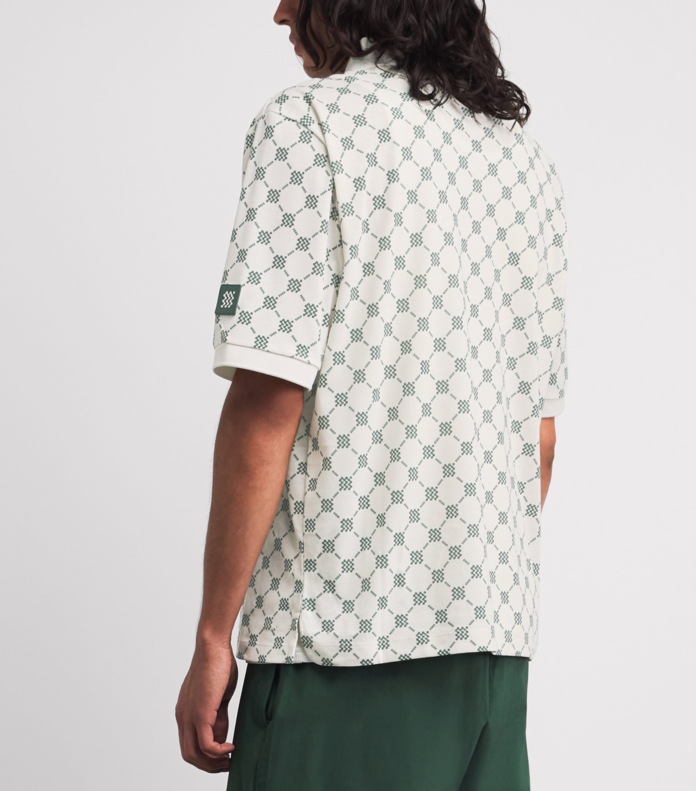 Manors Mens Piqué Monogram GOAT Polo Shirt Pebble Image 5