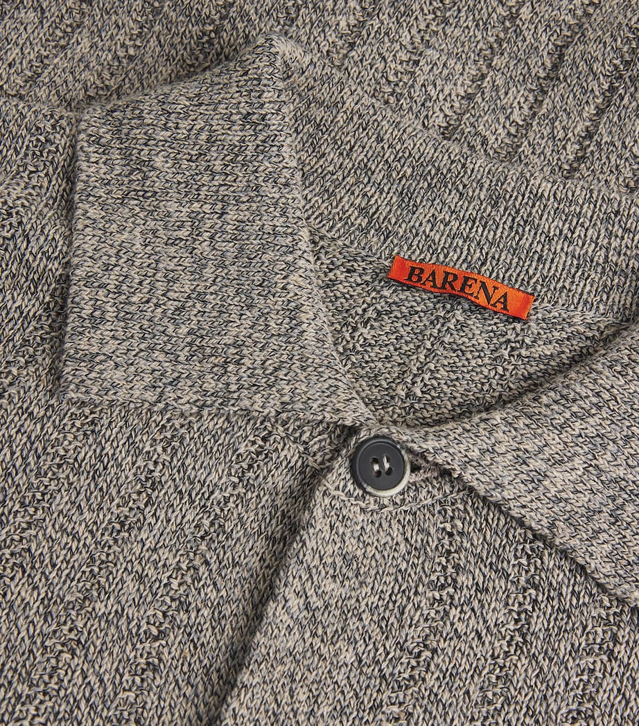 Linen-Cotton Knit Short-Sleeve Shirt 170 NAVY Image 5