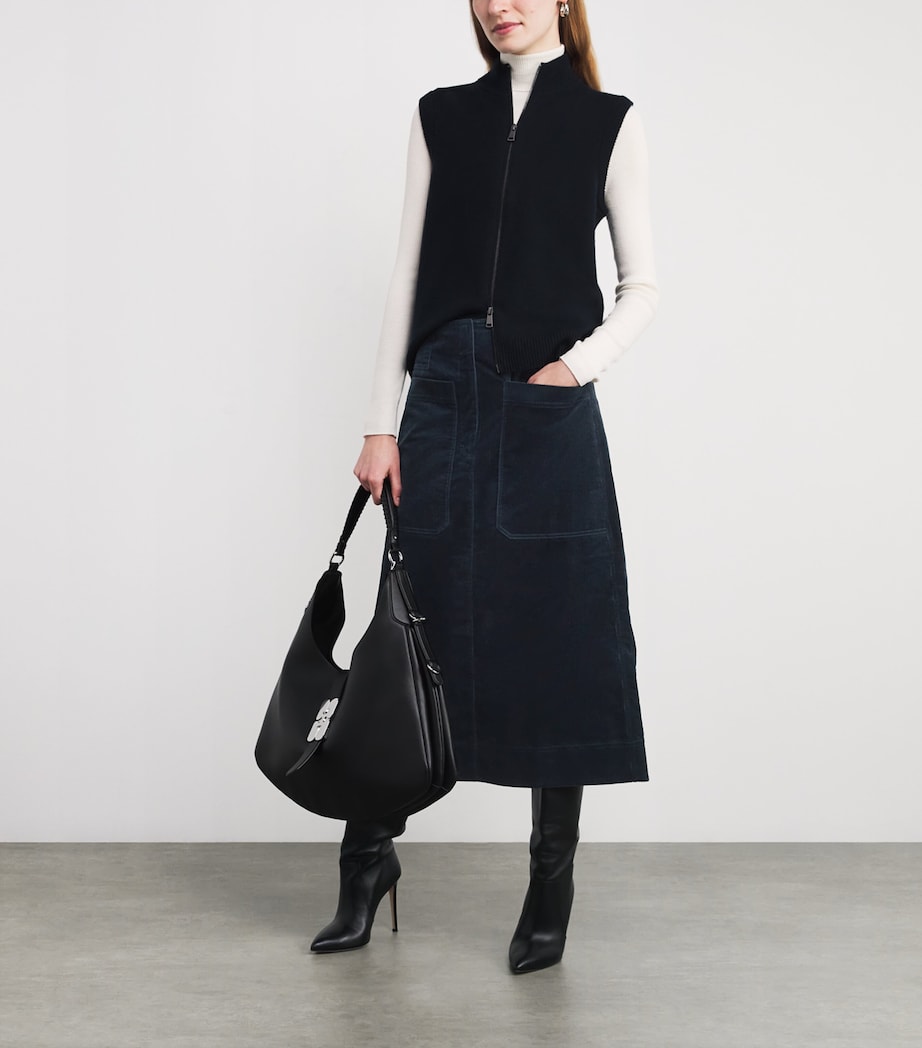 Stretch-Cotton Corduroy Midi Skirt NAVY Image 2