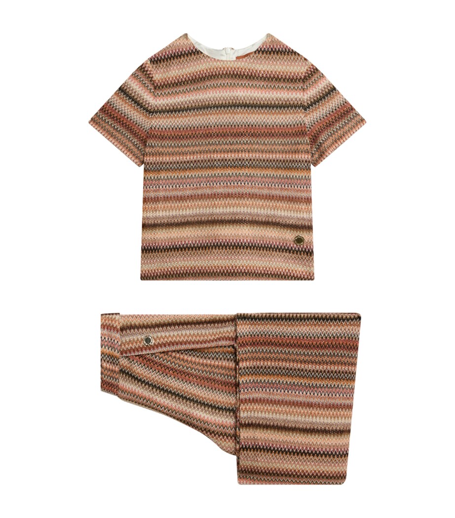 Zigzag T-Shirt and Trouser Set (4-14 Years) 109MCBEIGE/MULTI Image 1