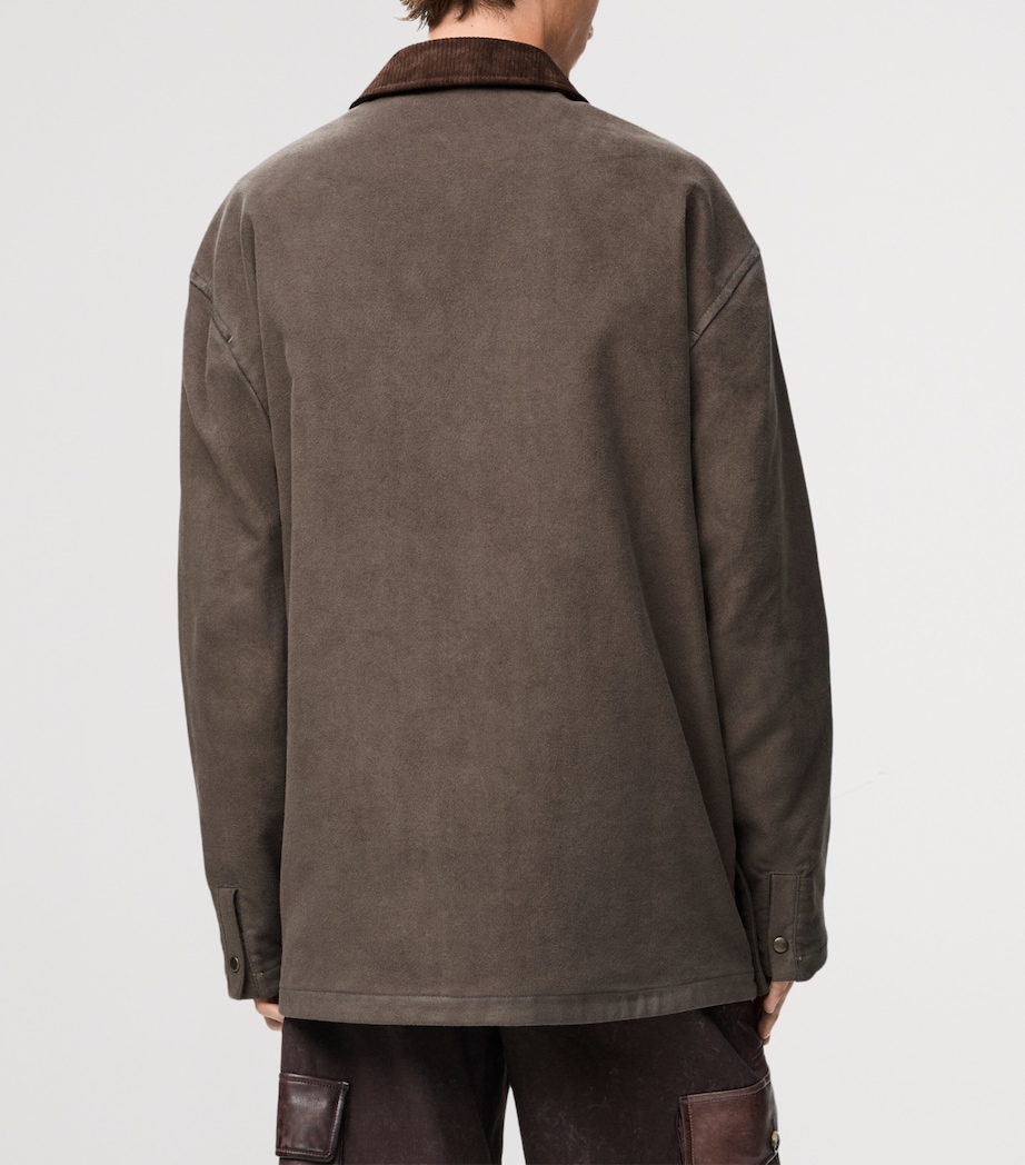 Felt Leather-Patch Overshirt KHAKI BROWN Image 4