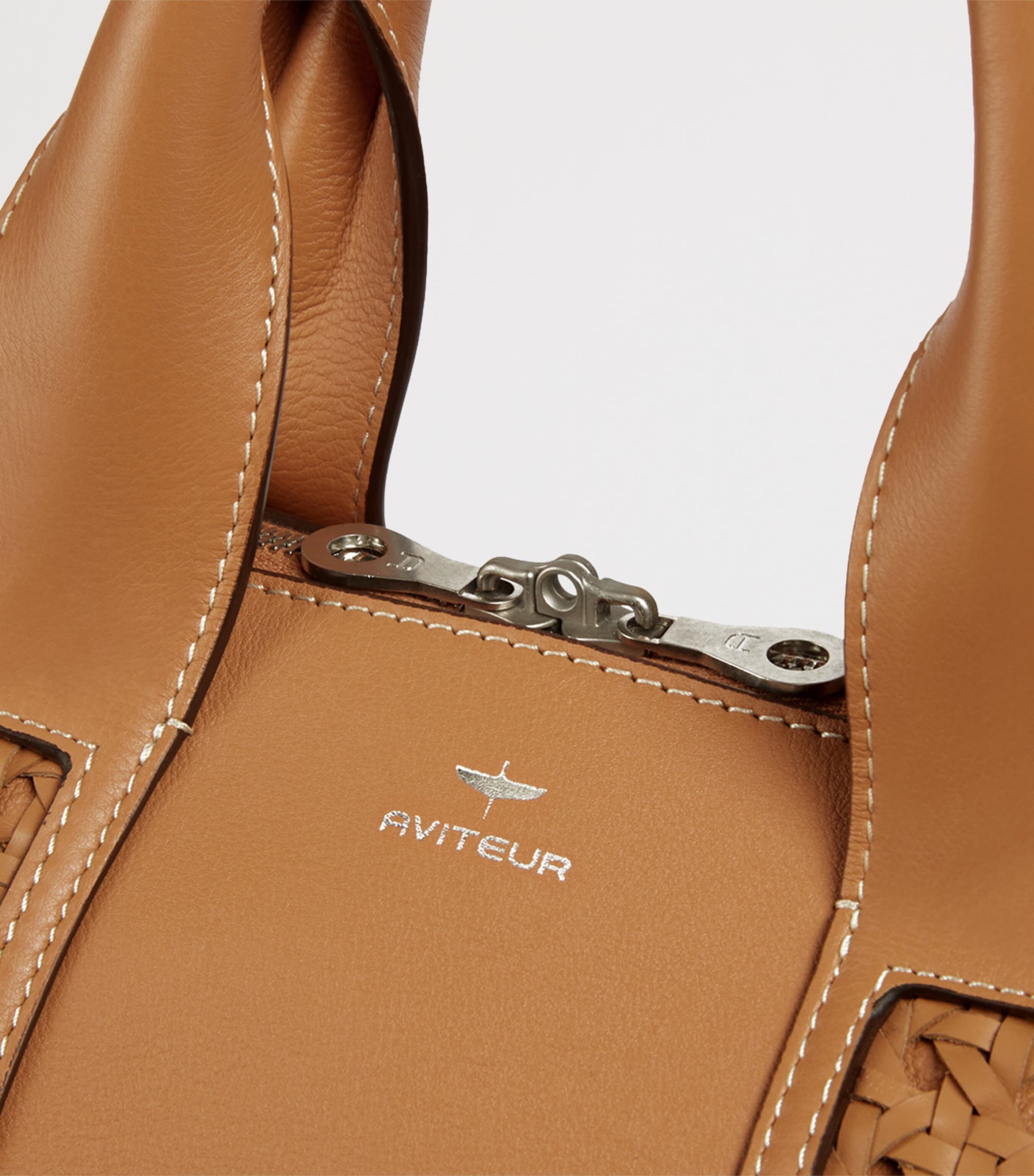 Leather Woven-Detail Holdall WALNUT Image 5