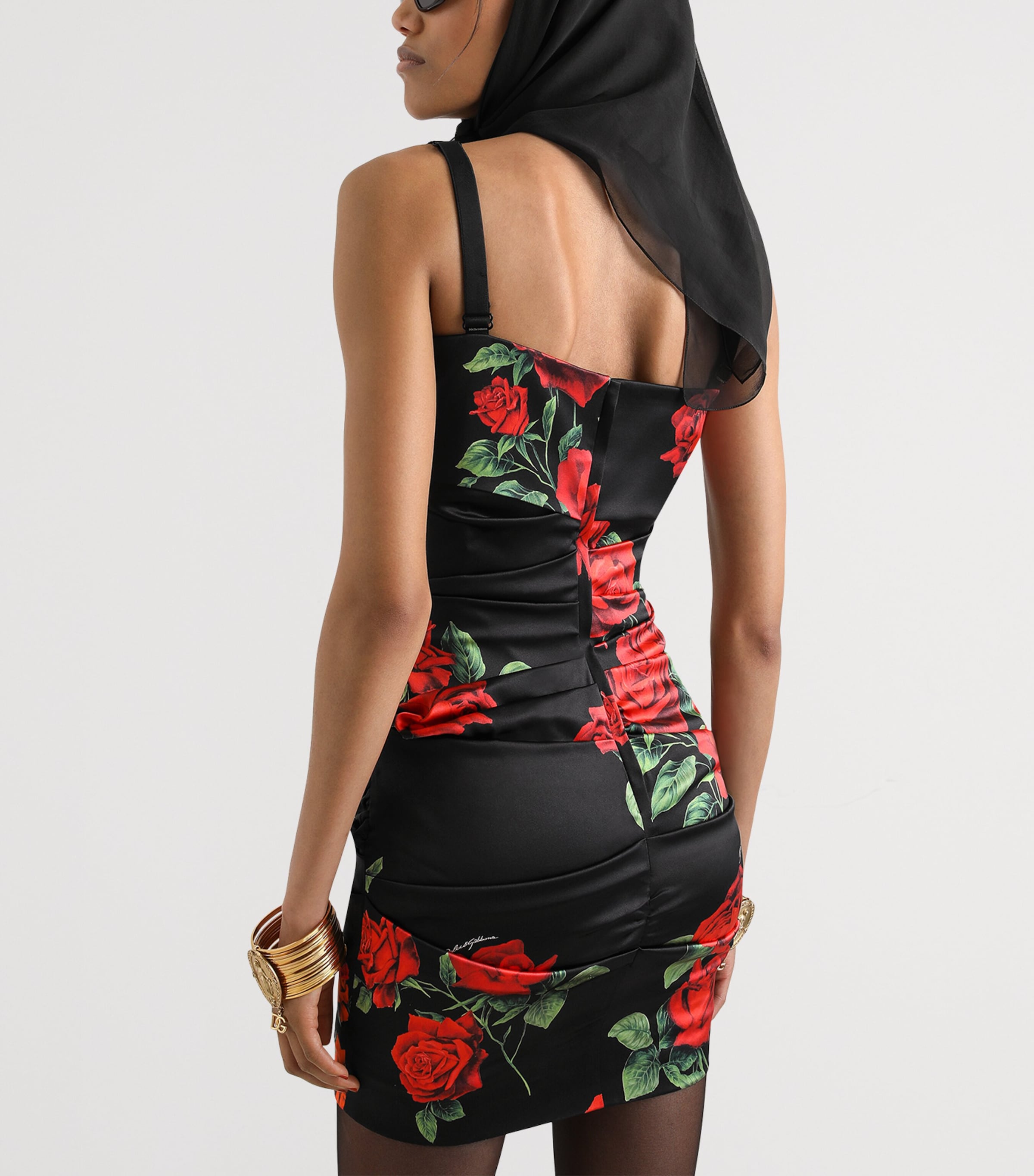 Dolce&Gabbana Womens Silk-Blend Rose Mini Dress Rose Rosse F Image 5
