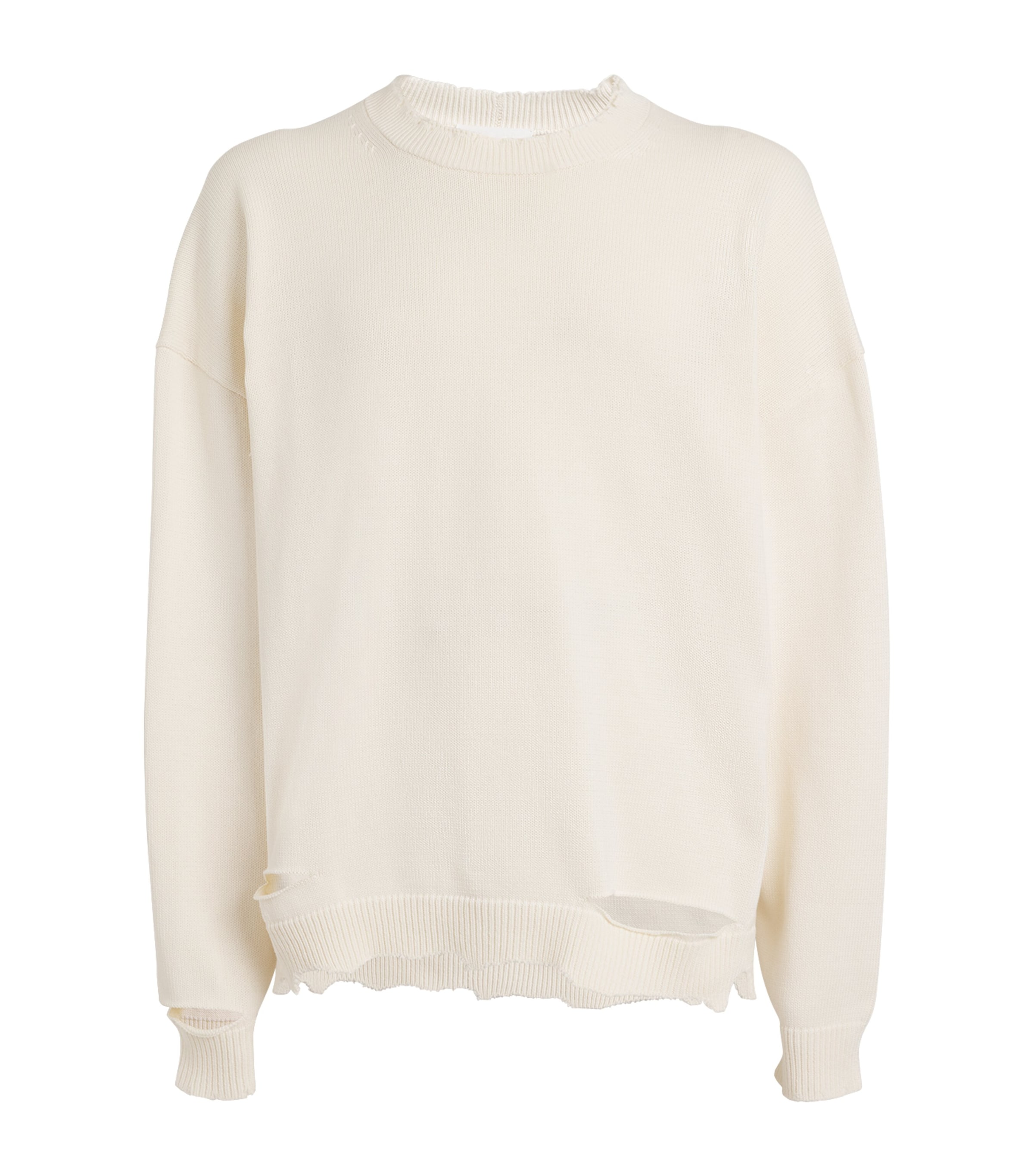 Helmut Lang Cotton Distressed Sweatshirt In Neutral