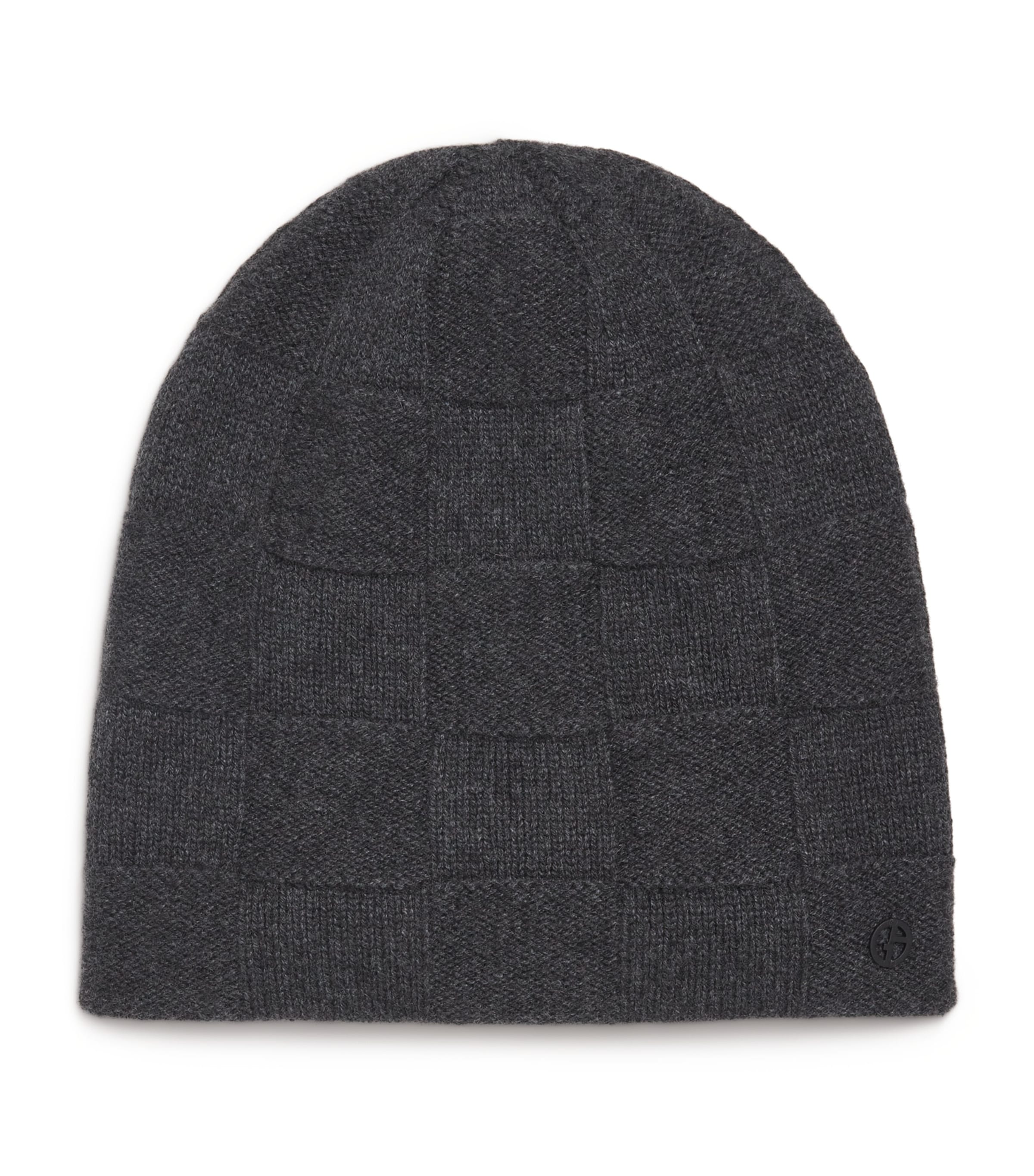 Giorgio Armani Cashmere Patchwork Beanie In Gray