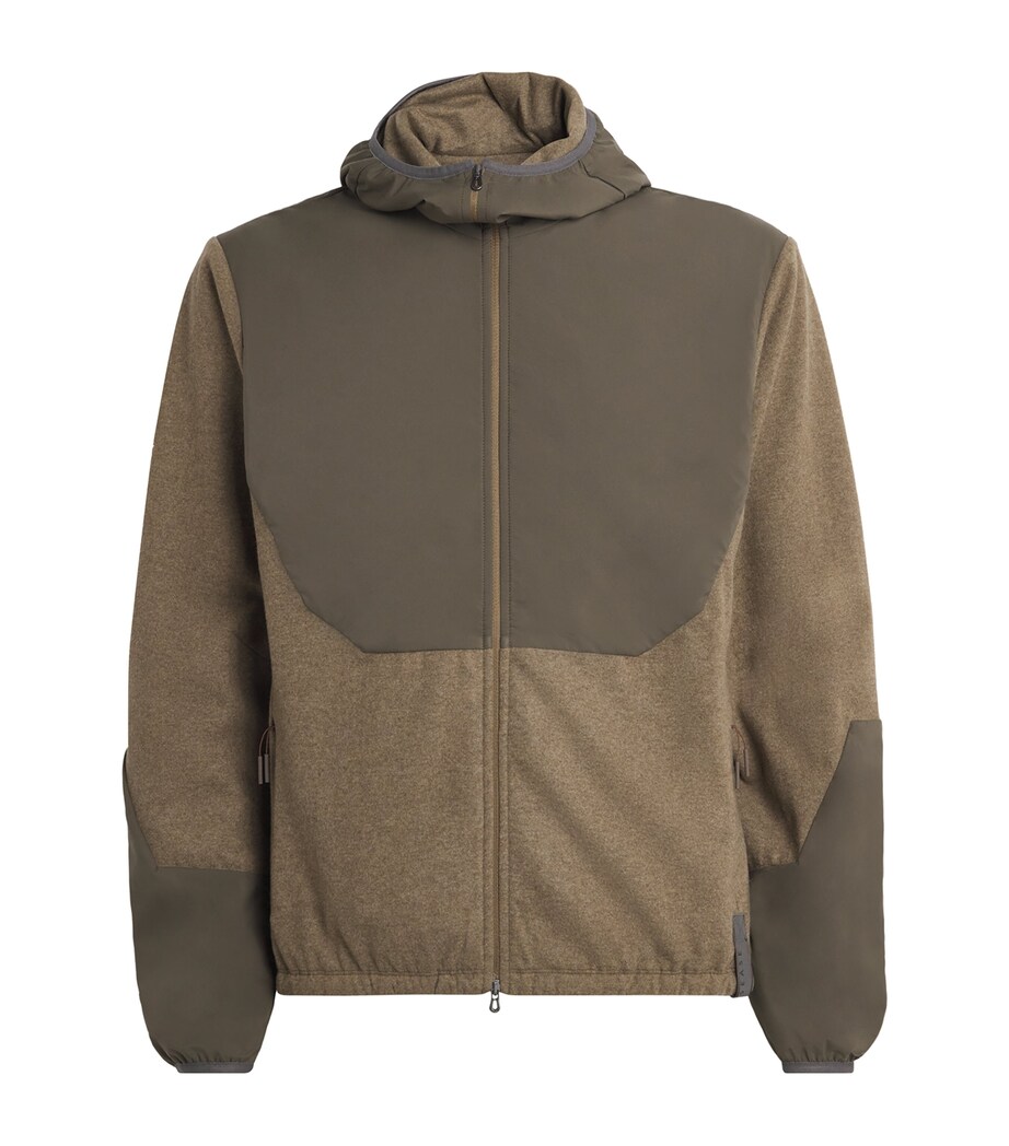 Sease Mens Wool-Cashmere Zipped Hoodie Bronze Olive Image 1
