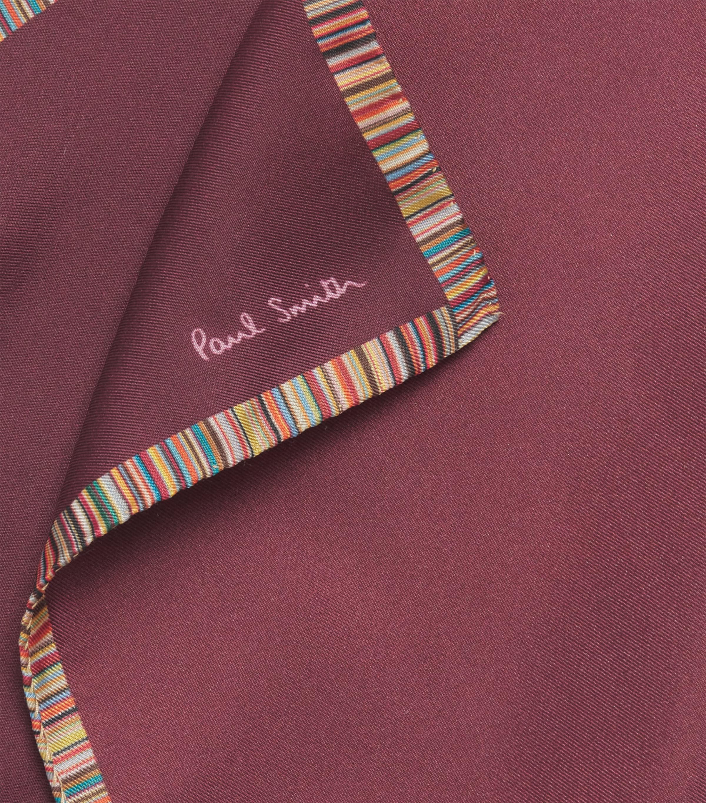 Silk Signature Stripe Pocket Square 28_BURGUNDY/ BORDE Image 3