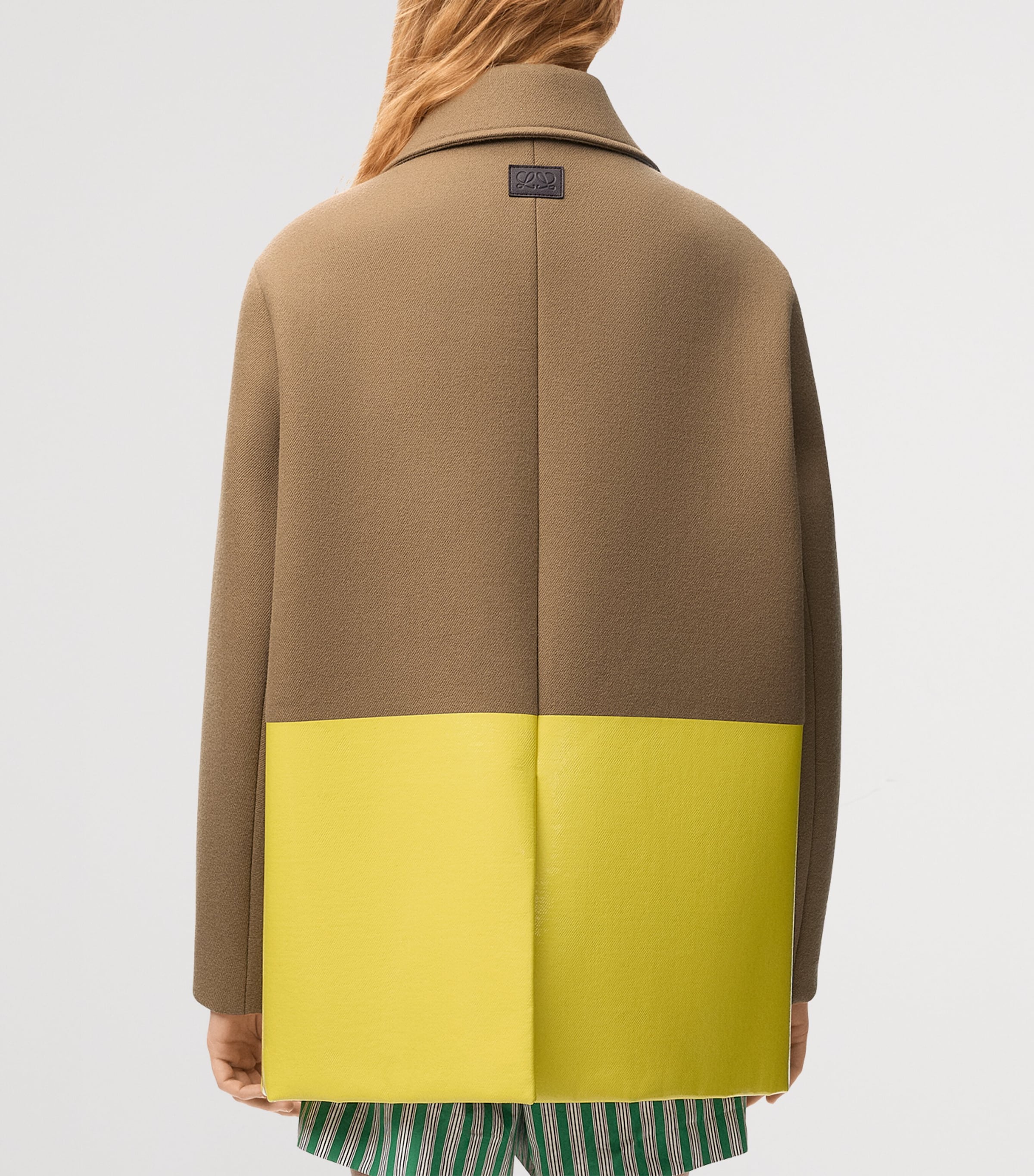 LOEWE Womens Wool-Blend Two-Tone Coat Camel Image 4