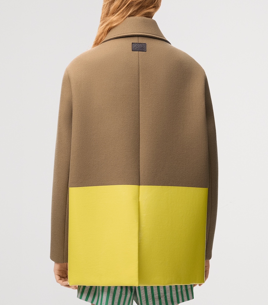 LOEWE Womens Wool-Blend Two-Tone Coat Camel Image 4