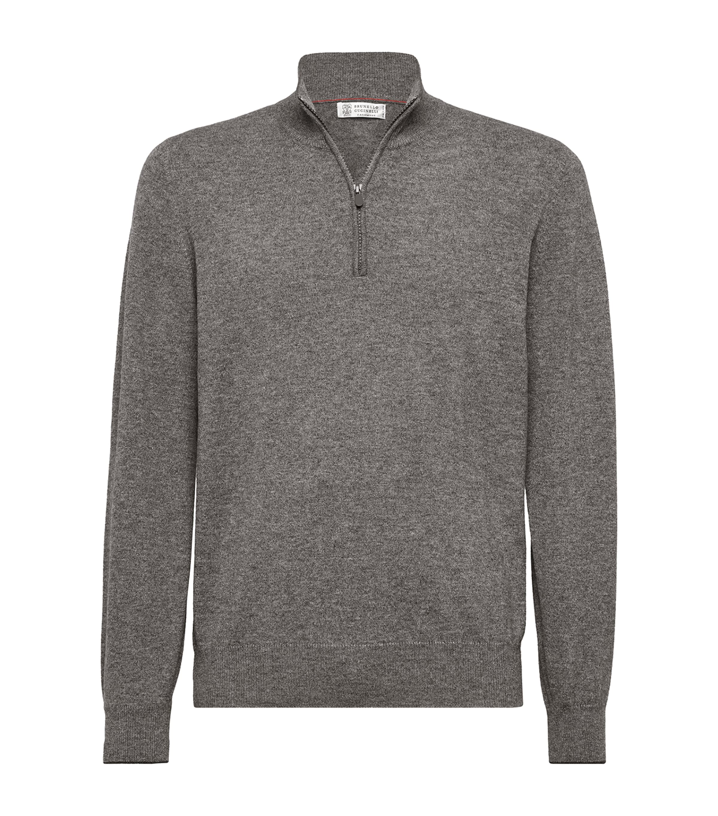 Brunello Cucinelli Cashmere Half-zip Sweater In Grey