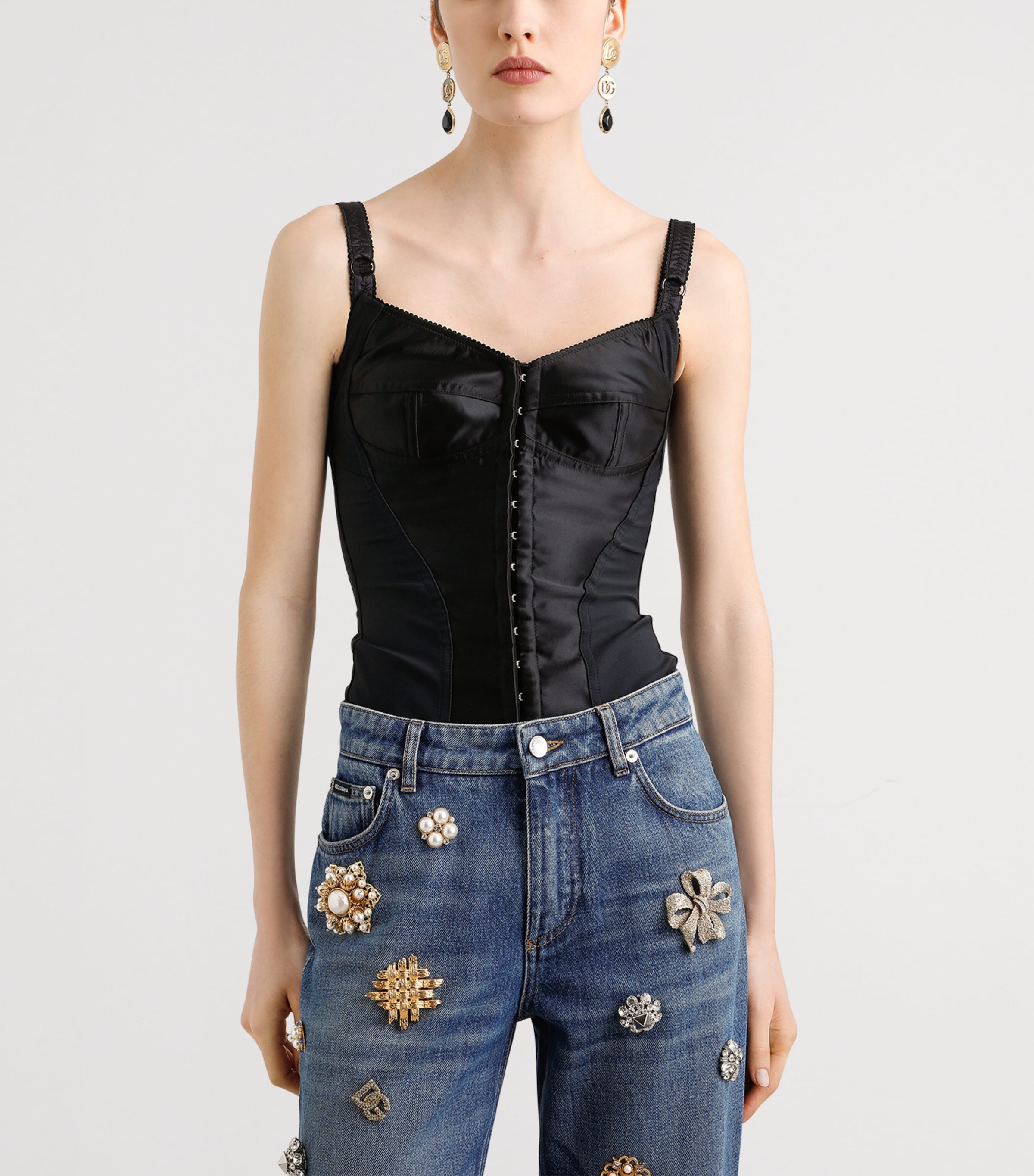 Satin Corset Top N0000-BLACK Image 2