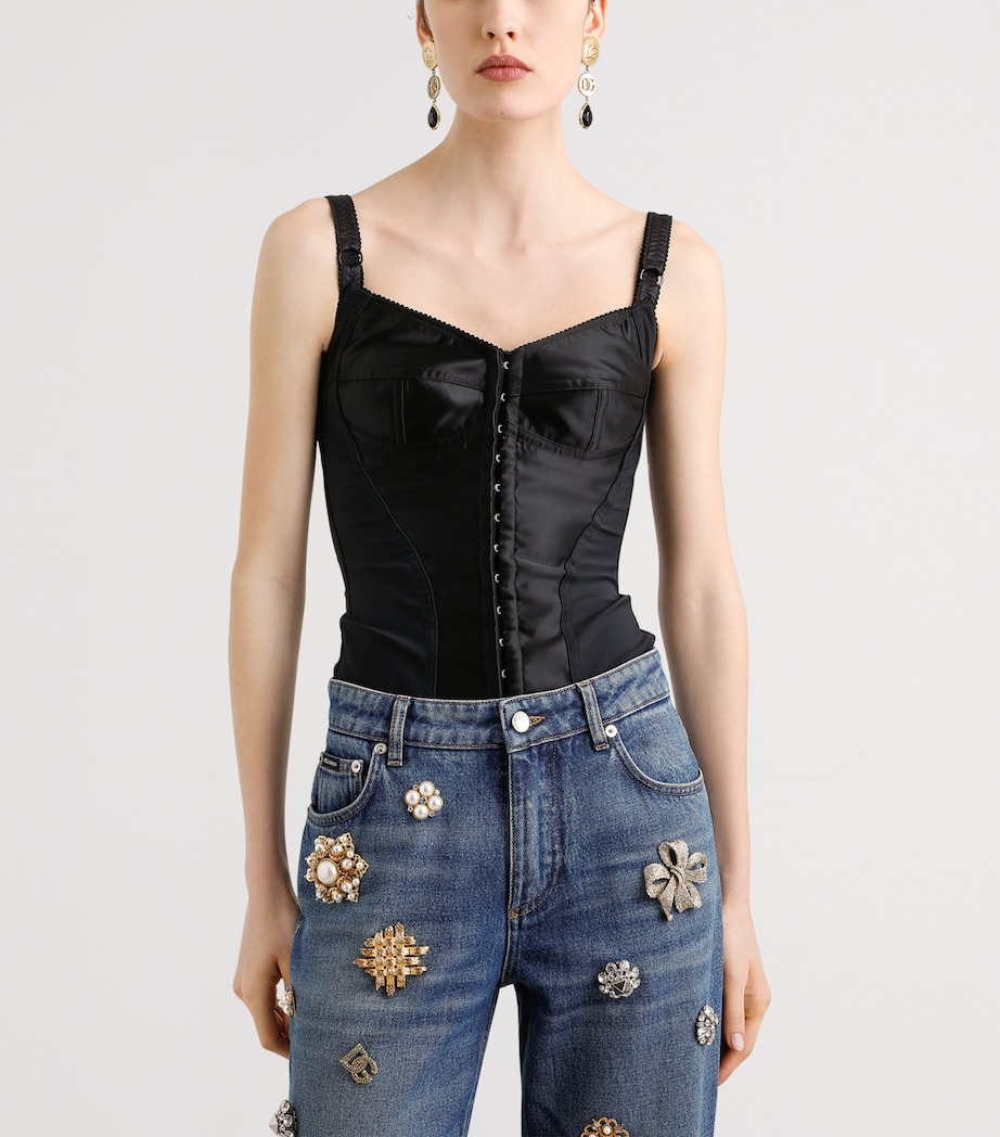 Satin Corset Top N0000-BLACK Image 2