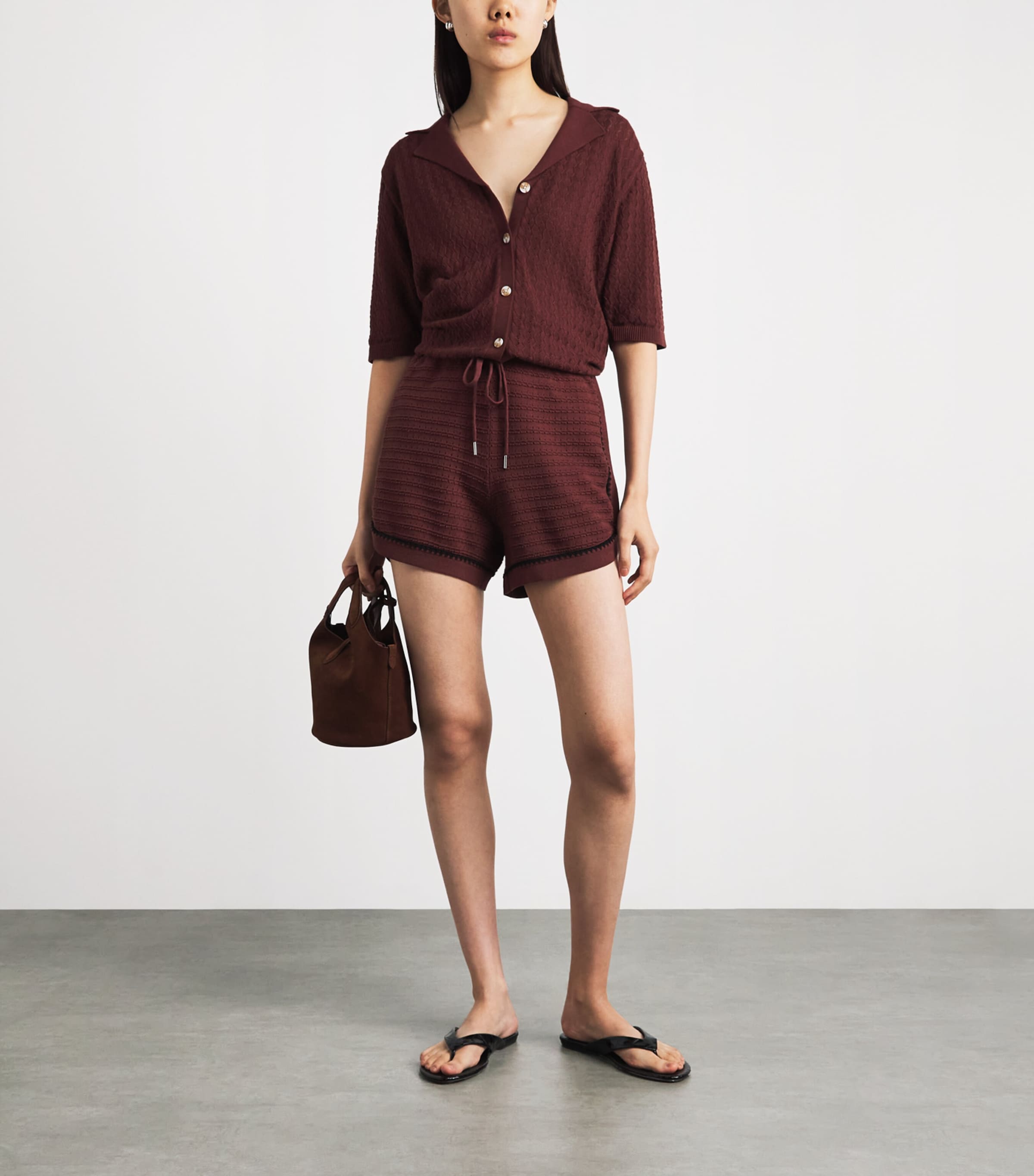 Varley Womens Cotton Knit Morden Shorts Ironwood Image 2
