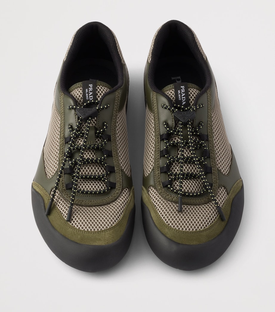 Prada Leather-Mesh Speedrock Sneakers Image 3