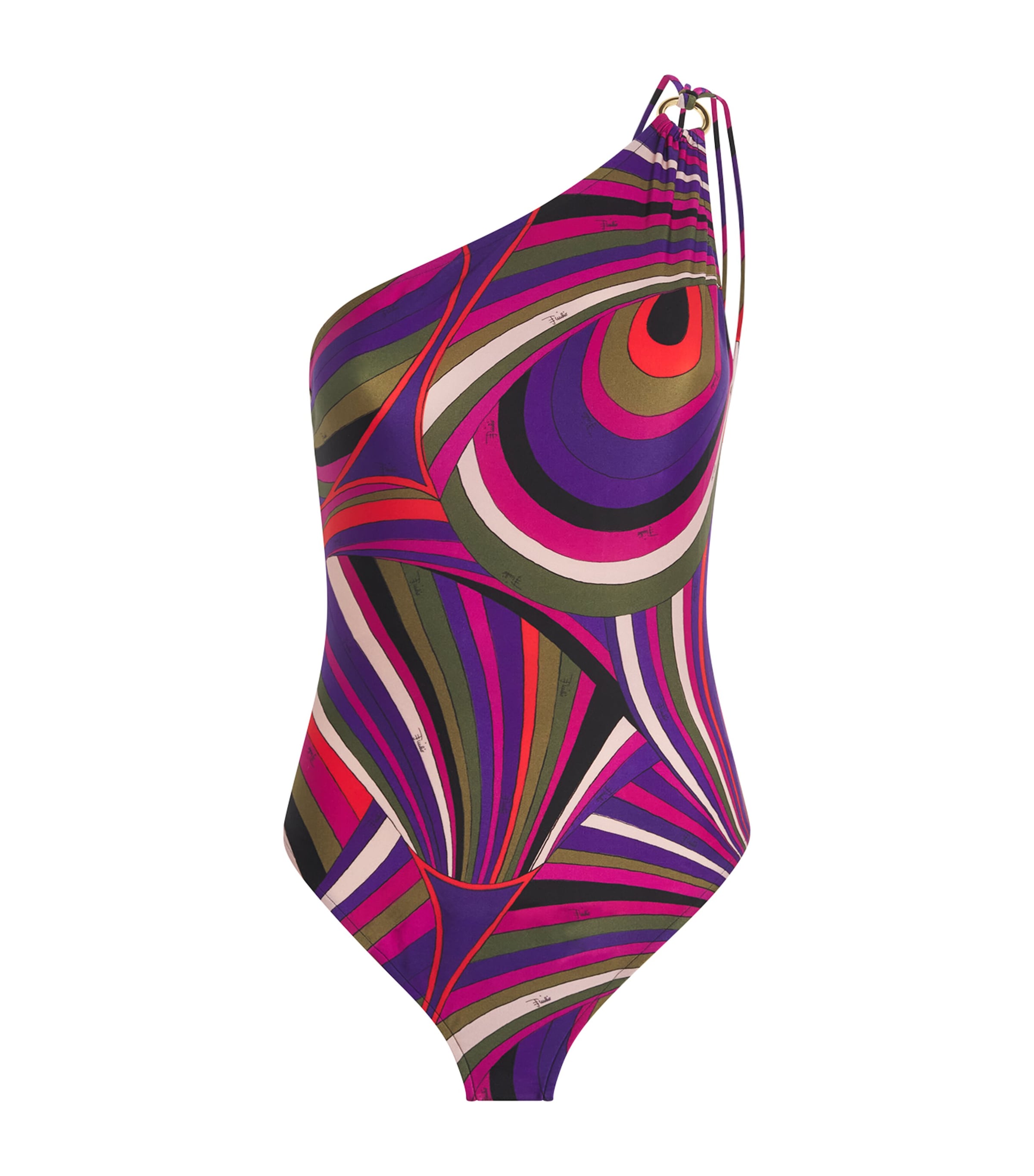 Pucci One-shoulder Printed Swimsuit In Multi
