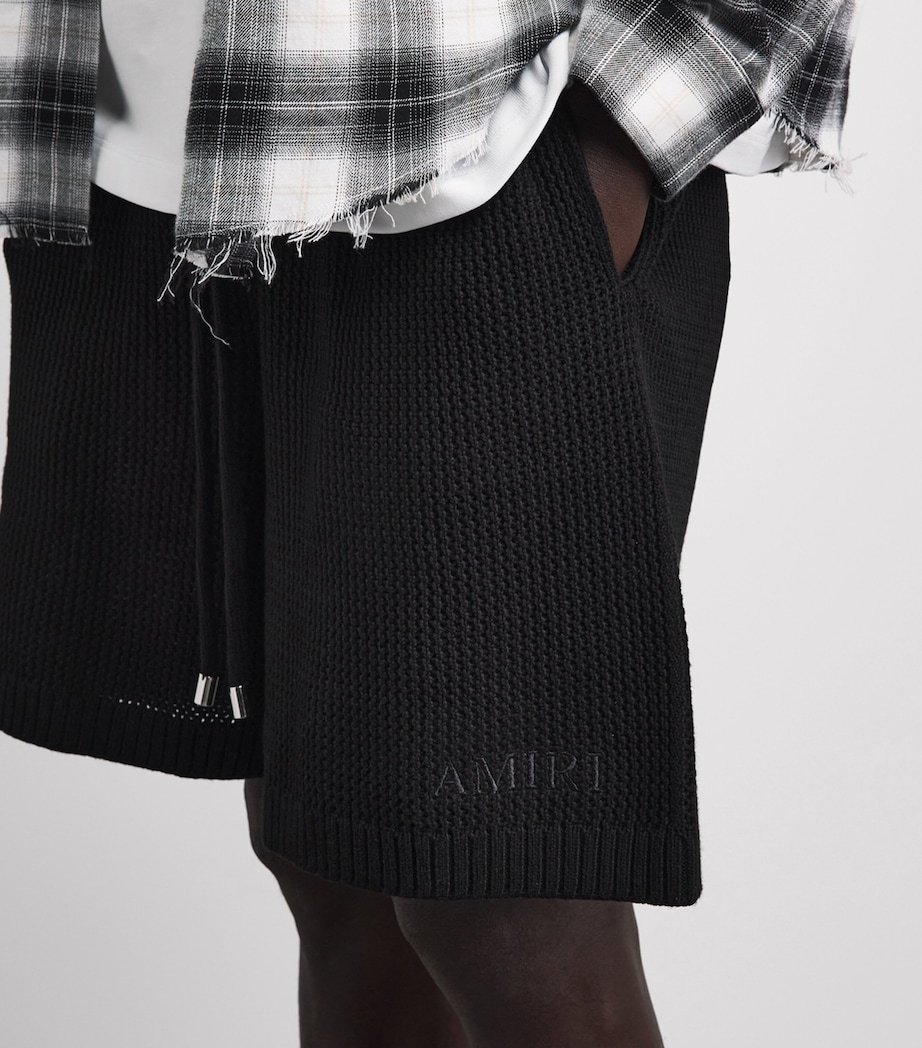 AMIRI Mens Cotton Crochet Mesh Shorts Black Image 3