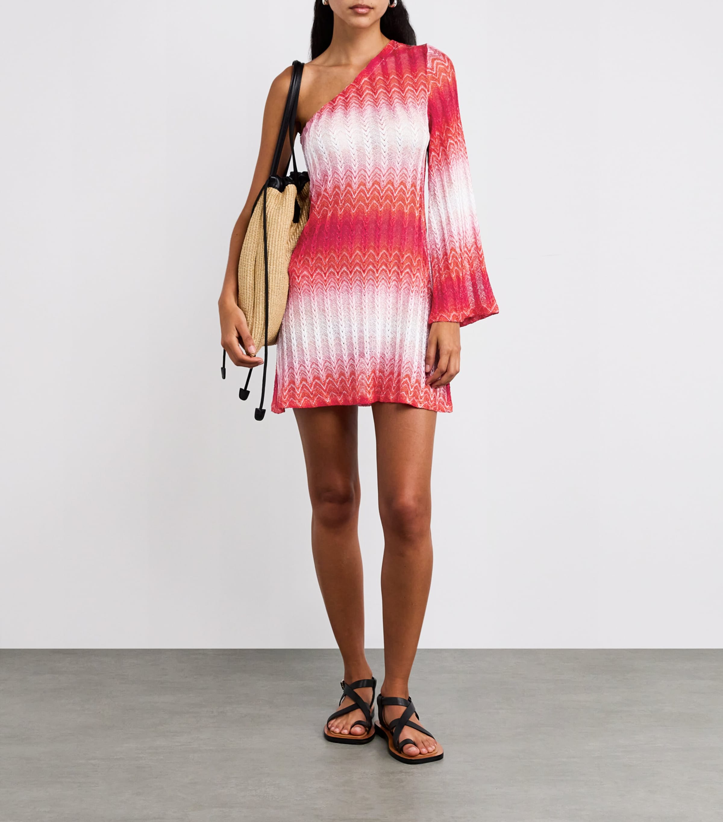 Ombré One-Shoulder Mini Dress S416Z MULTI RED Image 2