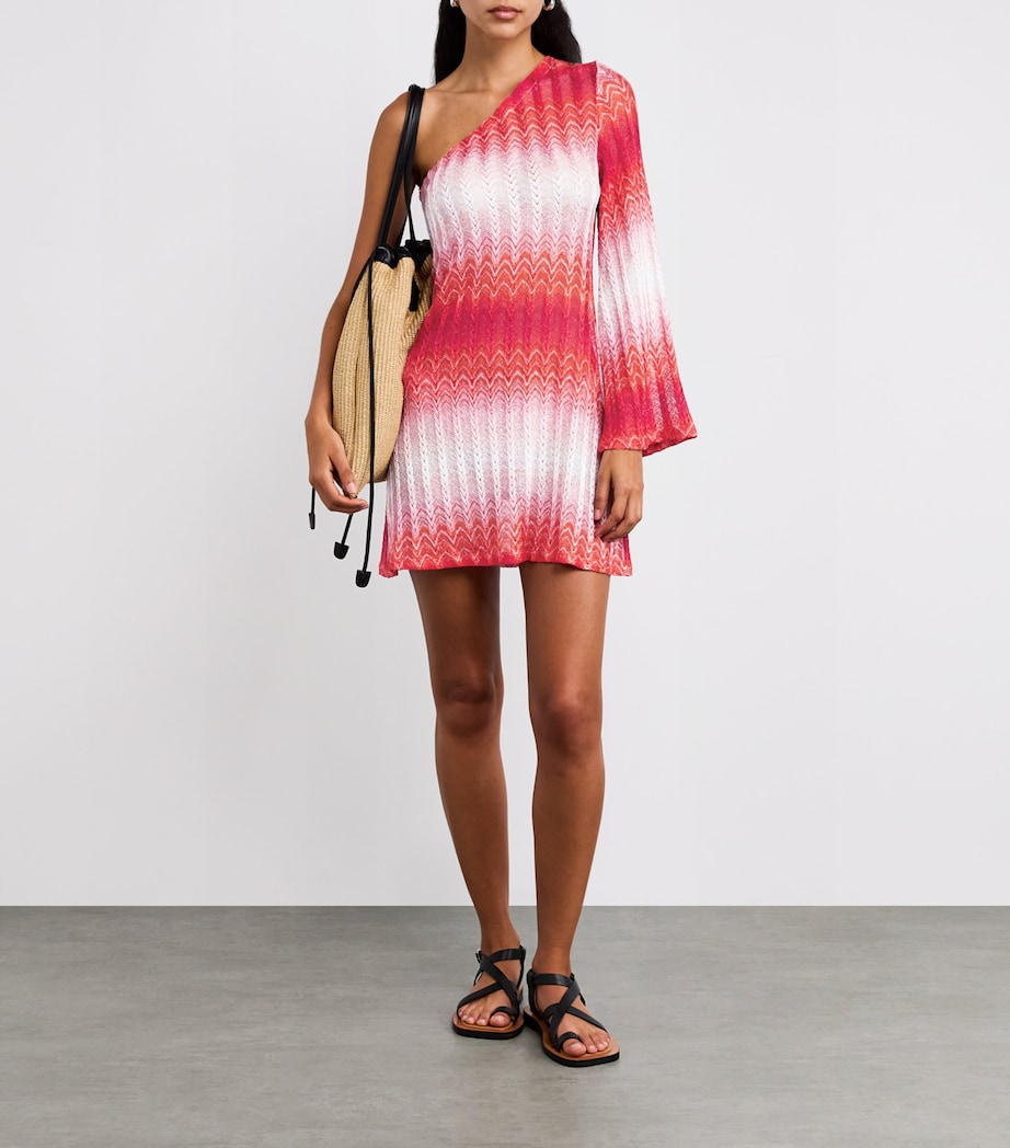 Ombré One-Shoulder Mini Dress S416Z MULTI RED Image 2