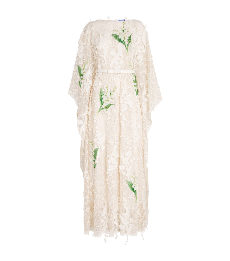LEO LIN Womens Lace Embellished Willow Maxi Kaftan Dress Snow Image 1