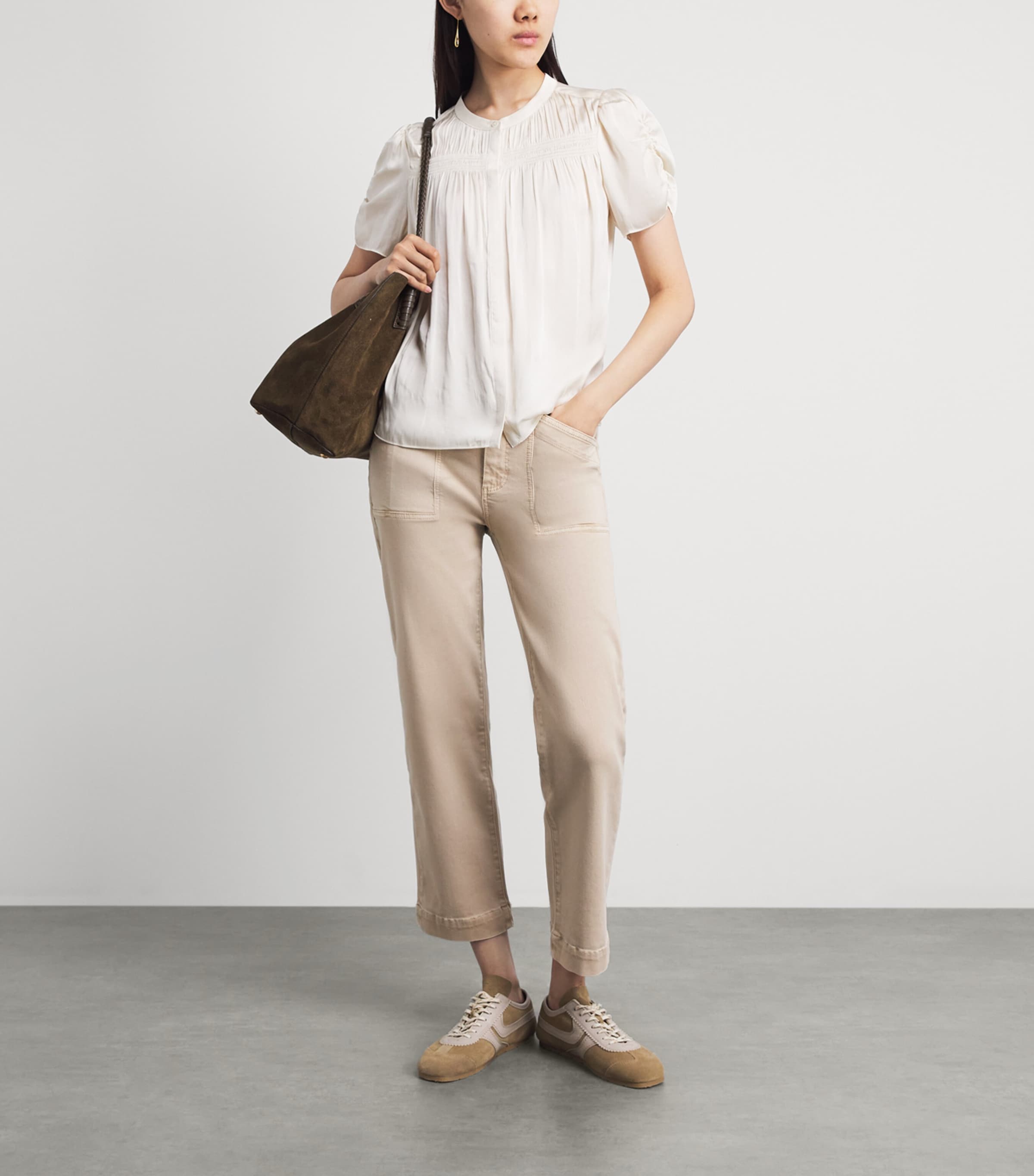 PAIGE Womens Quincy Ankle Mid-Rise Straight Jeans Vintage Warm Sand Image 2