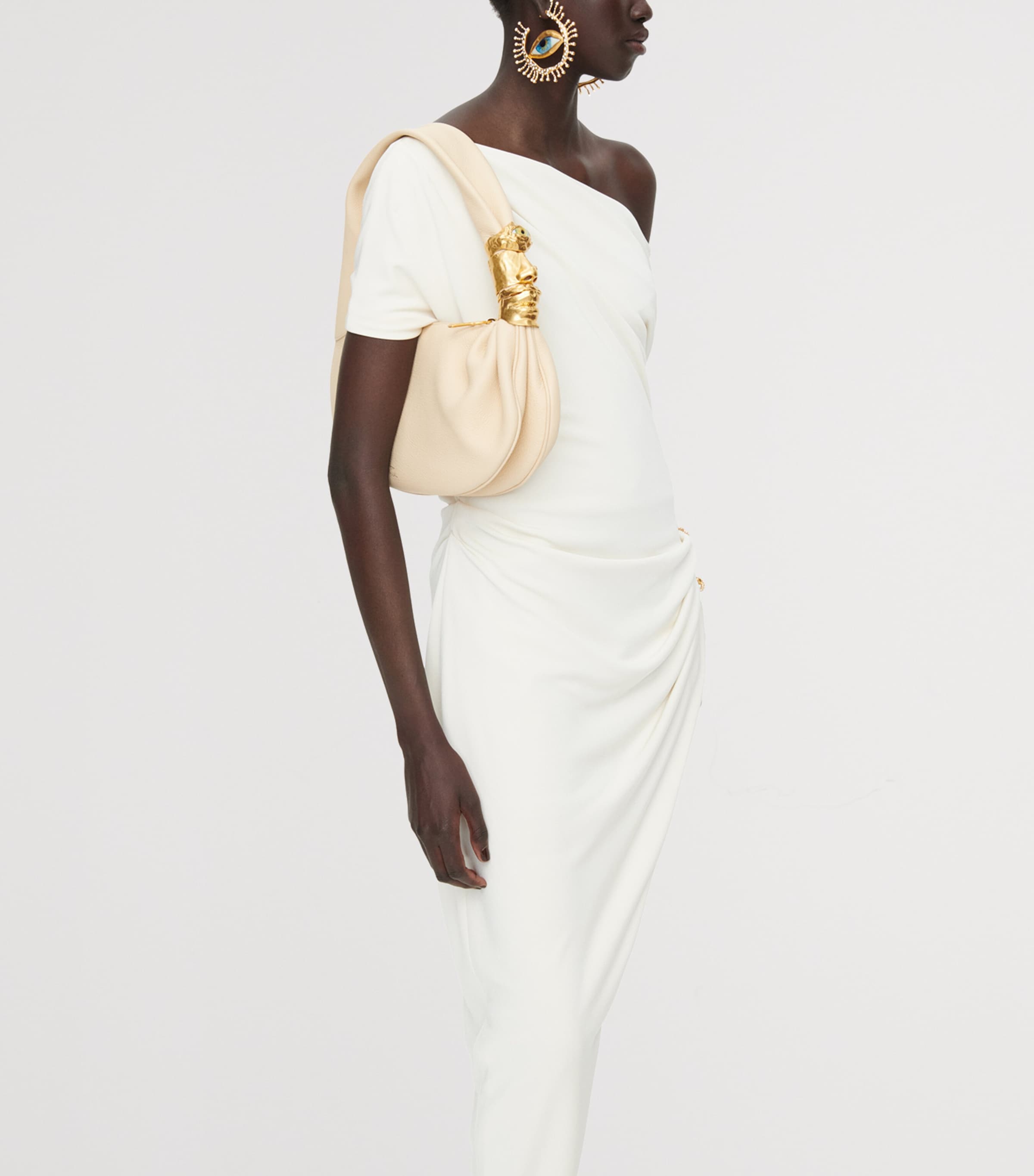 Schiaparelli Womens Asymmetric Piercings Mini Dress Ecru Image 4